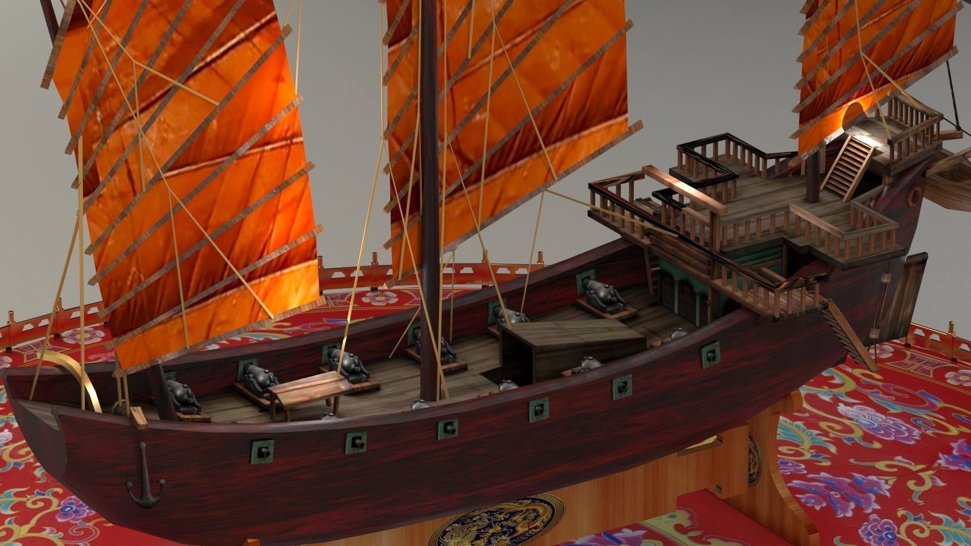 Chinese Junk ship 3D model_4