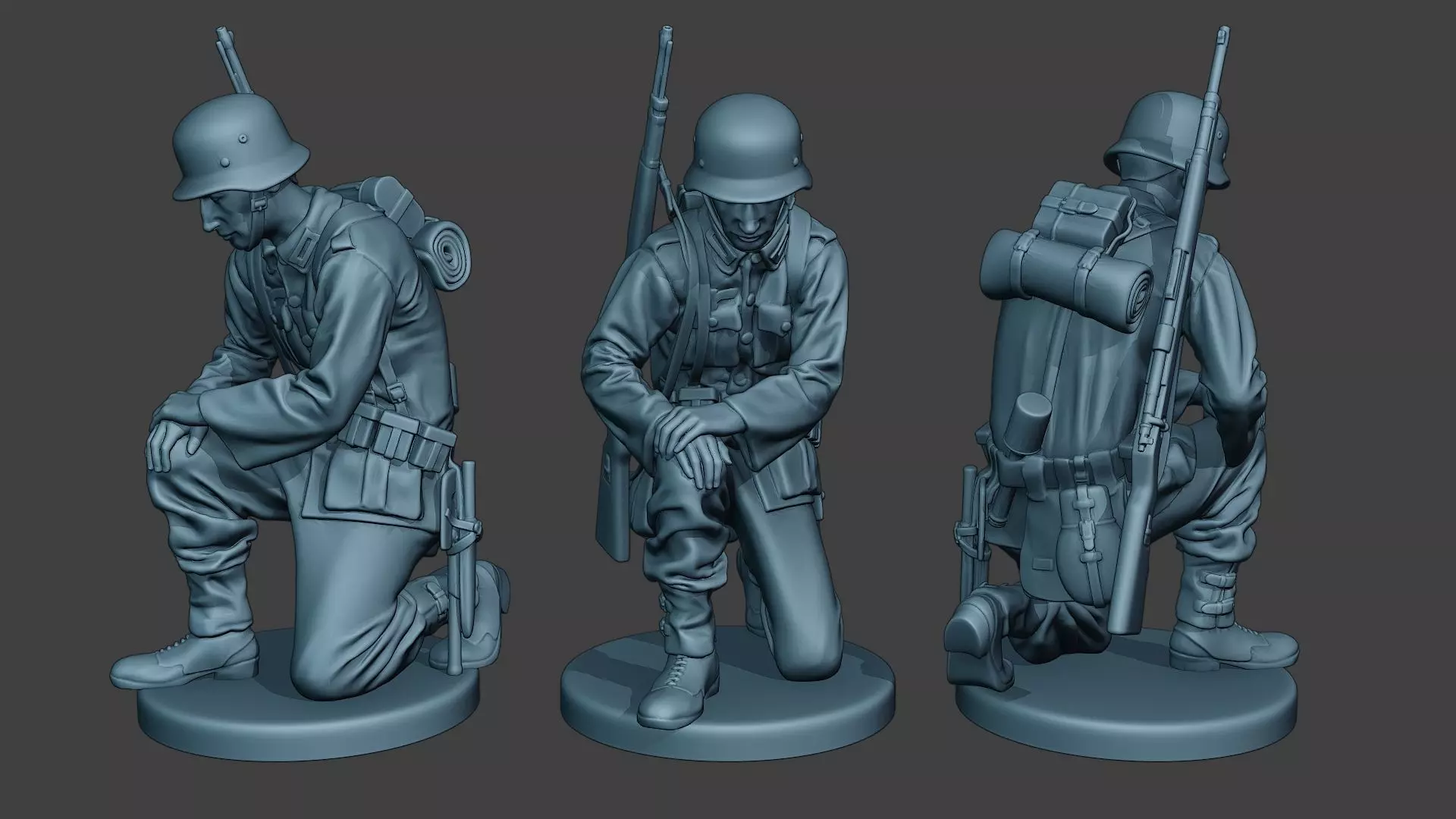 German soldier ww2 Praying G6 3D print model
