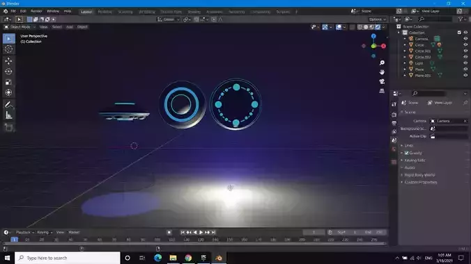 Model a UFO spaceship with light in sky