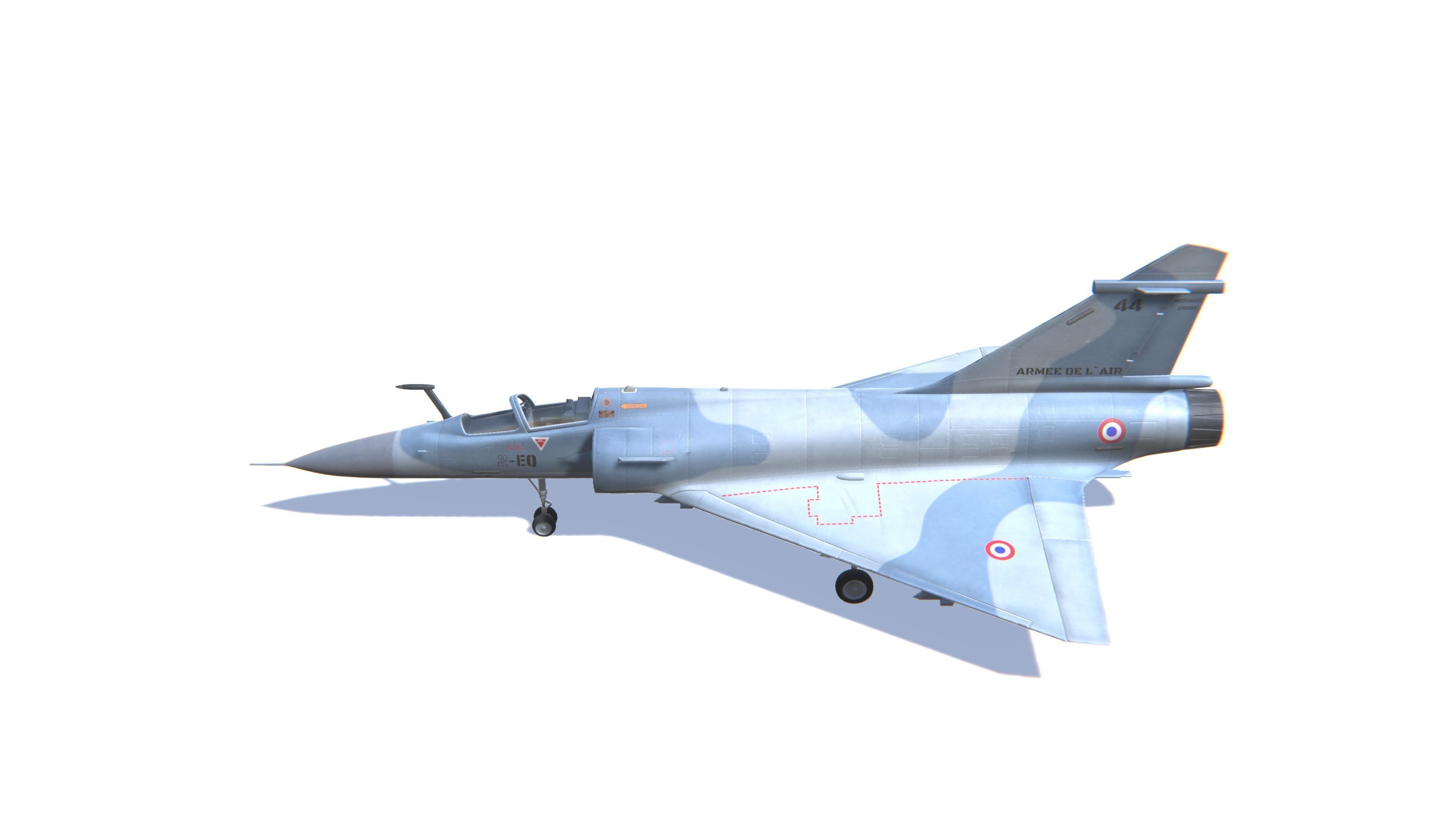 Mirage 2000 Jet Fighter Aircraft Low-poly 3D model_8