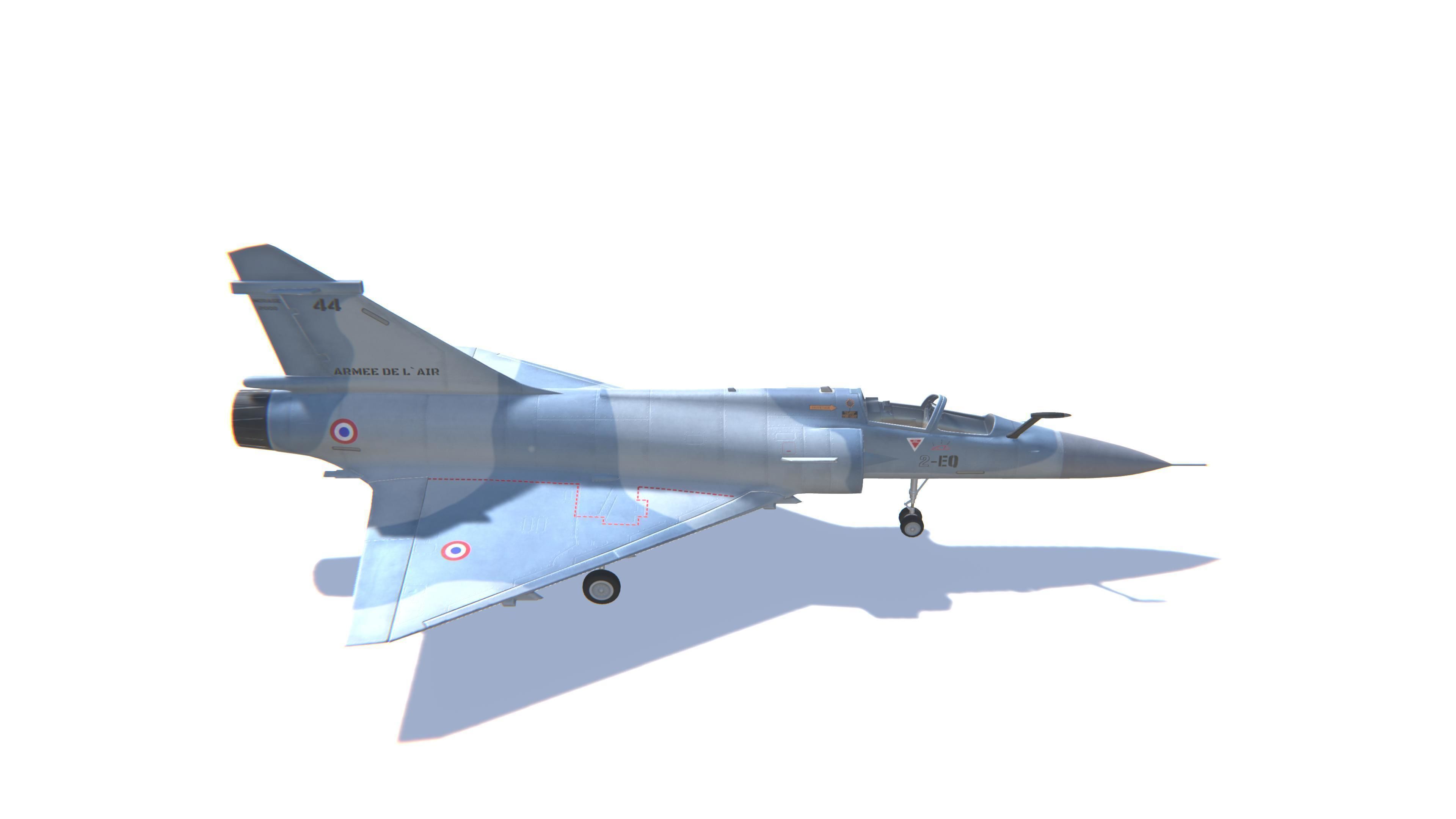 Mirage 2000 Jet Fighter Aircraft Low-poly 3D model_4
