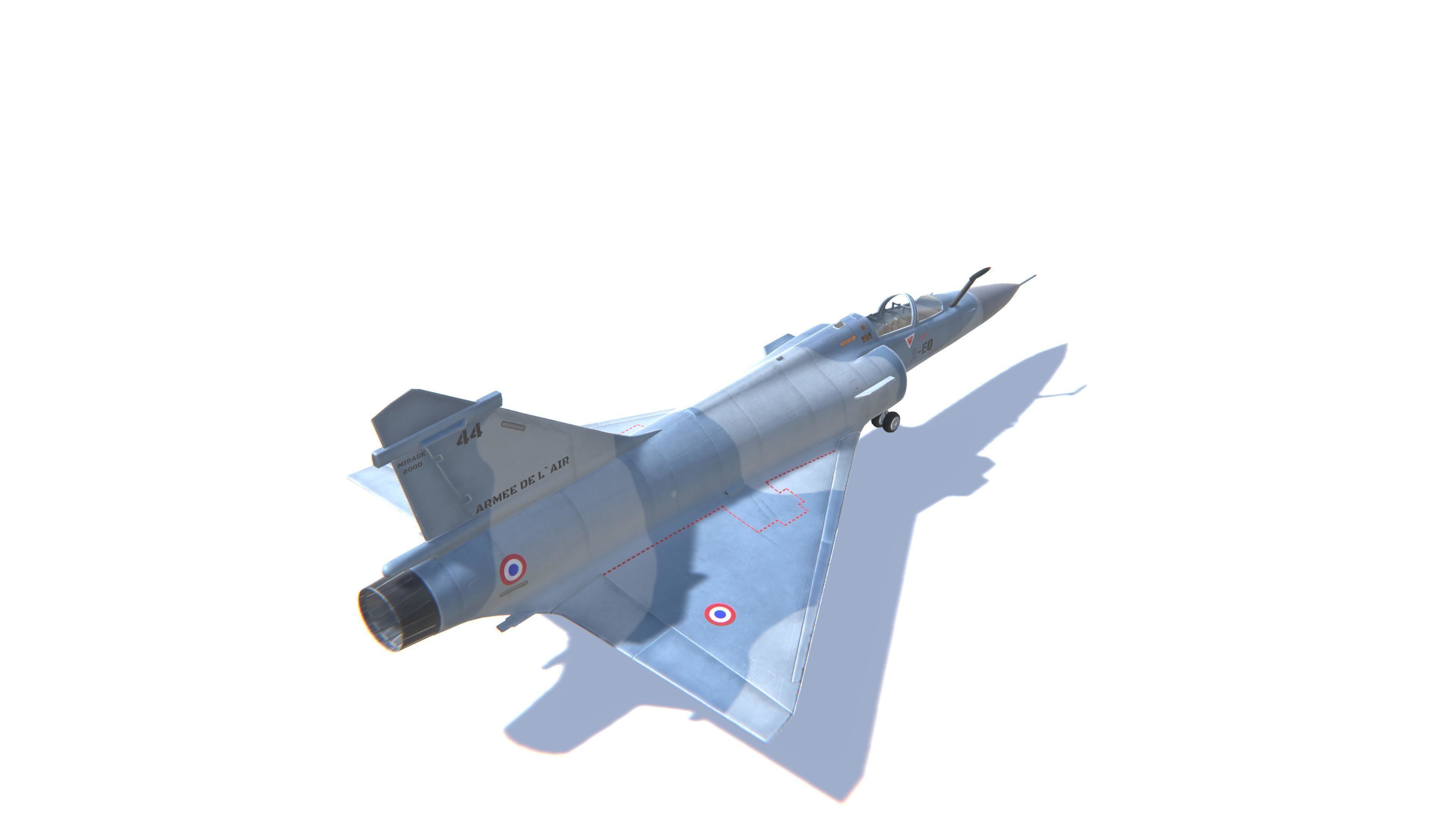 Mirage 2000 Jet Fighter Aircraft Low-poly 3D model_5