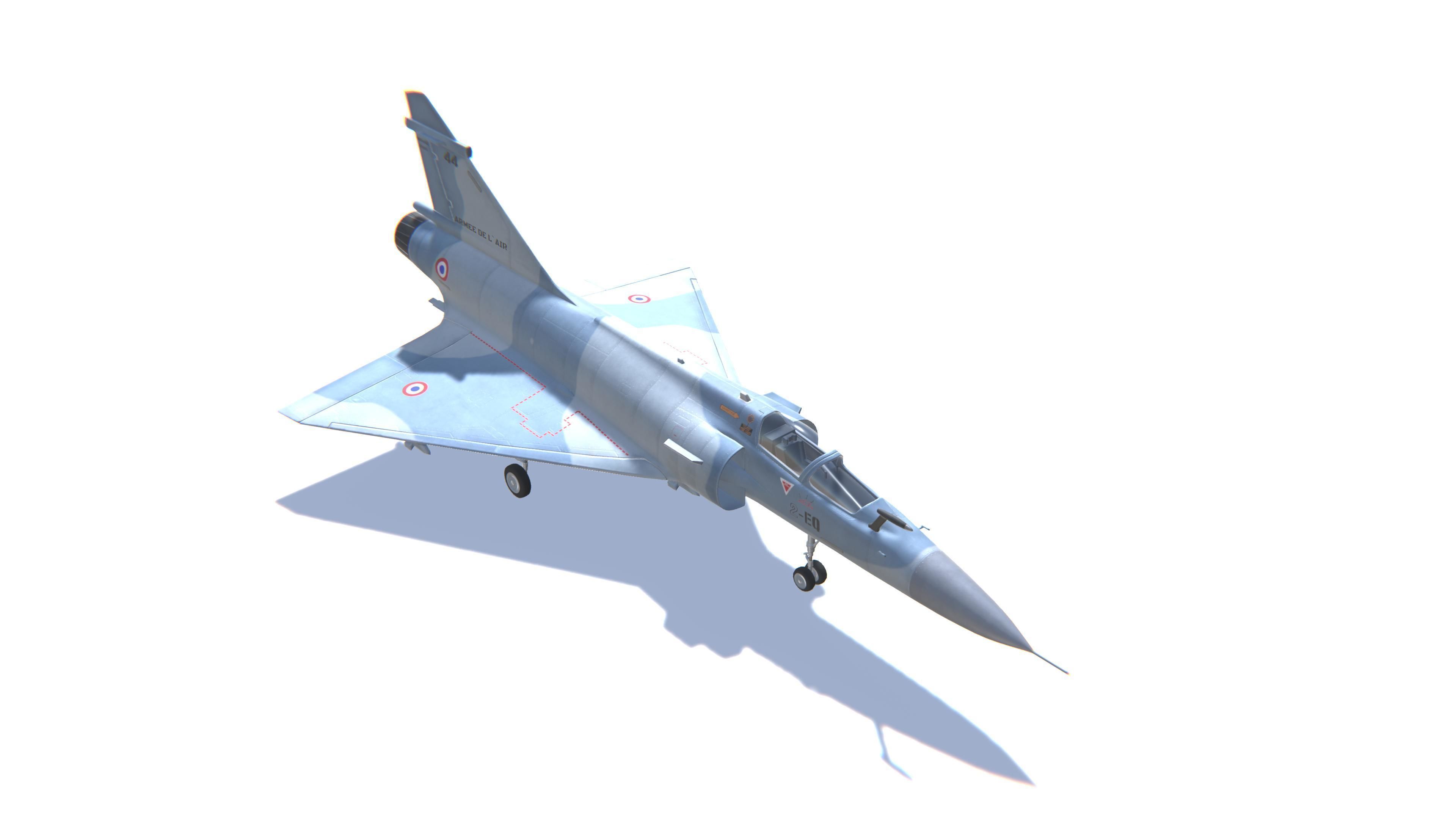 Mirage 2000 Jet Fighter Aircraft Low-poly 3D model_3