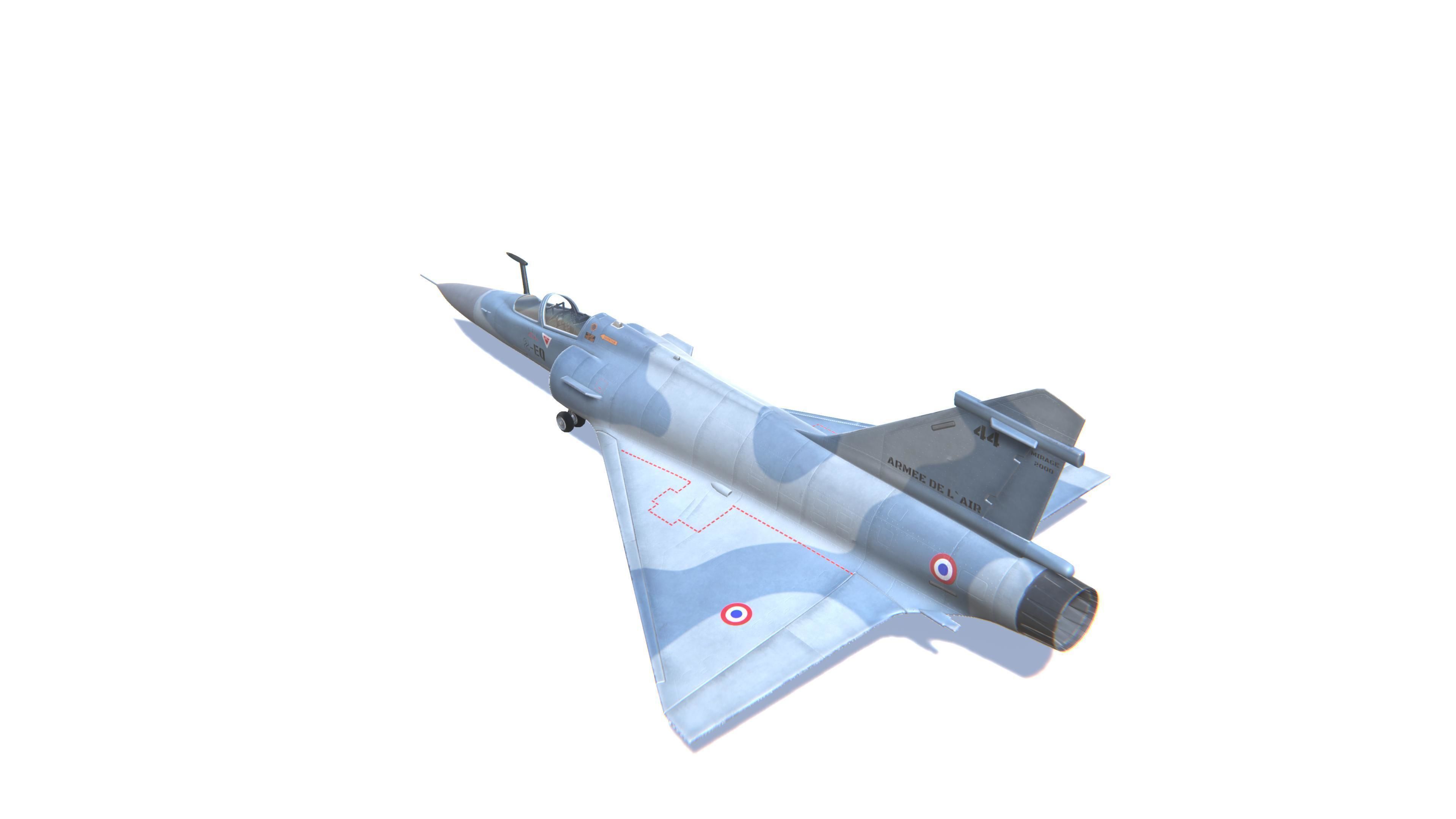 Mirage 2000 Jet Fighter Aircraft Low-poly 3D model_7