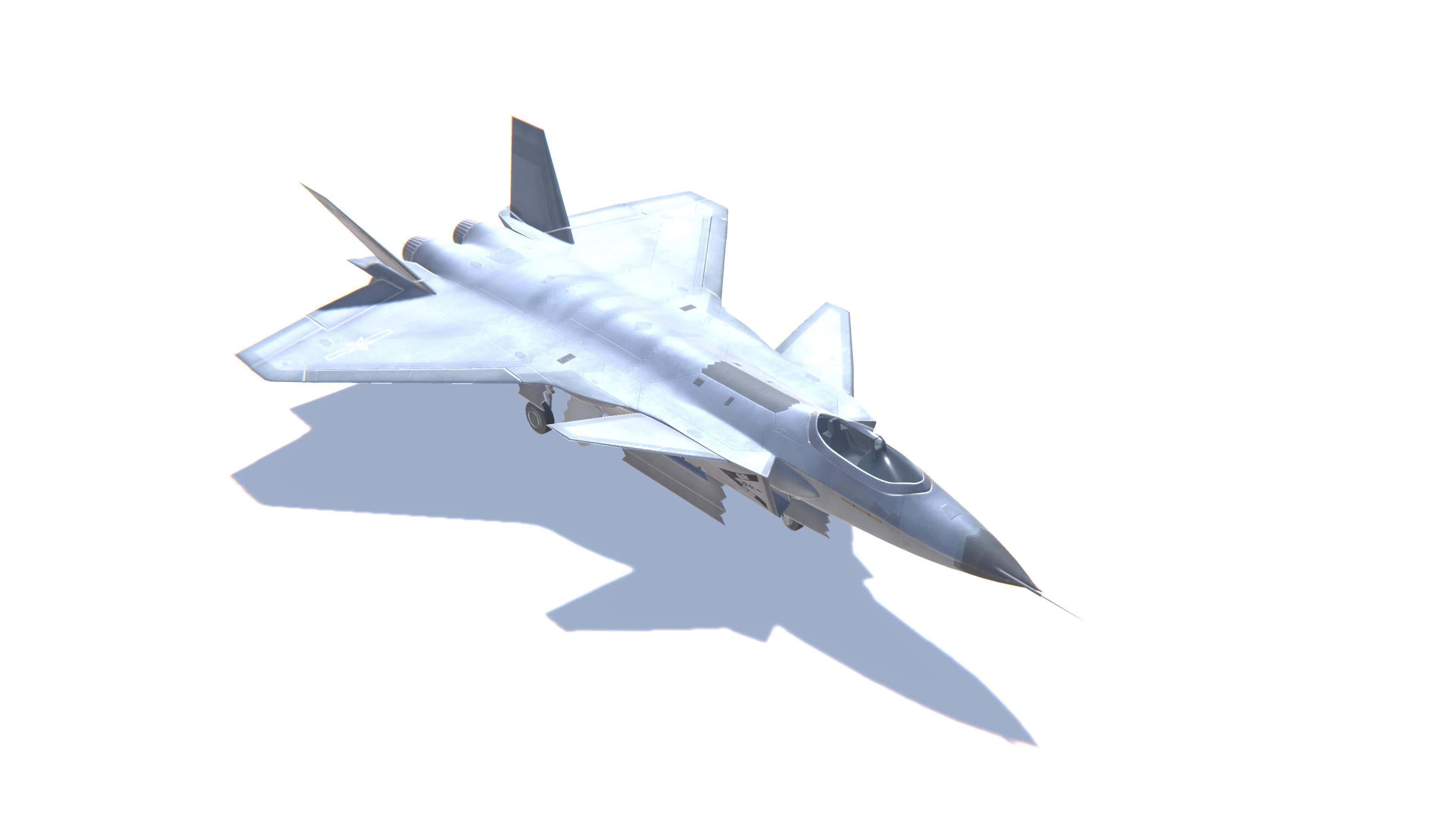 J-20 Black Eagle Jet Fighter Aircraft Low-poly 3D model_3
