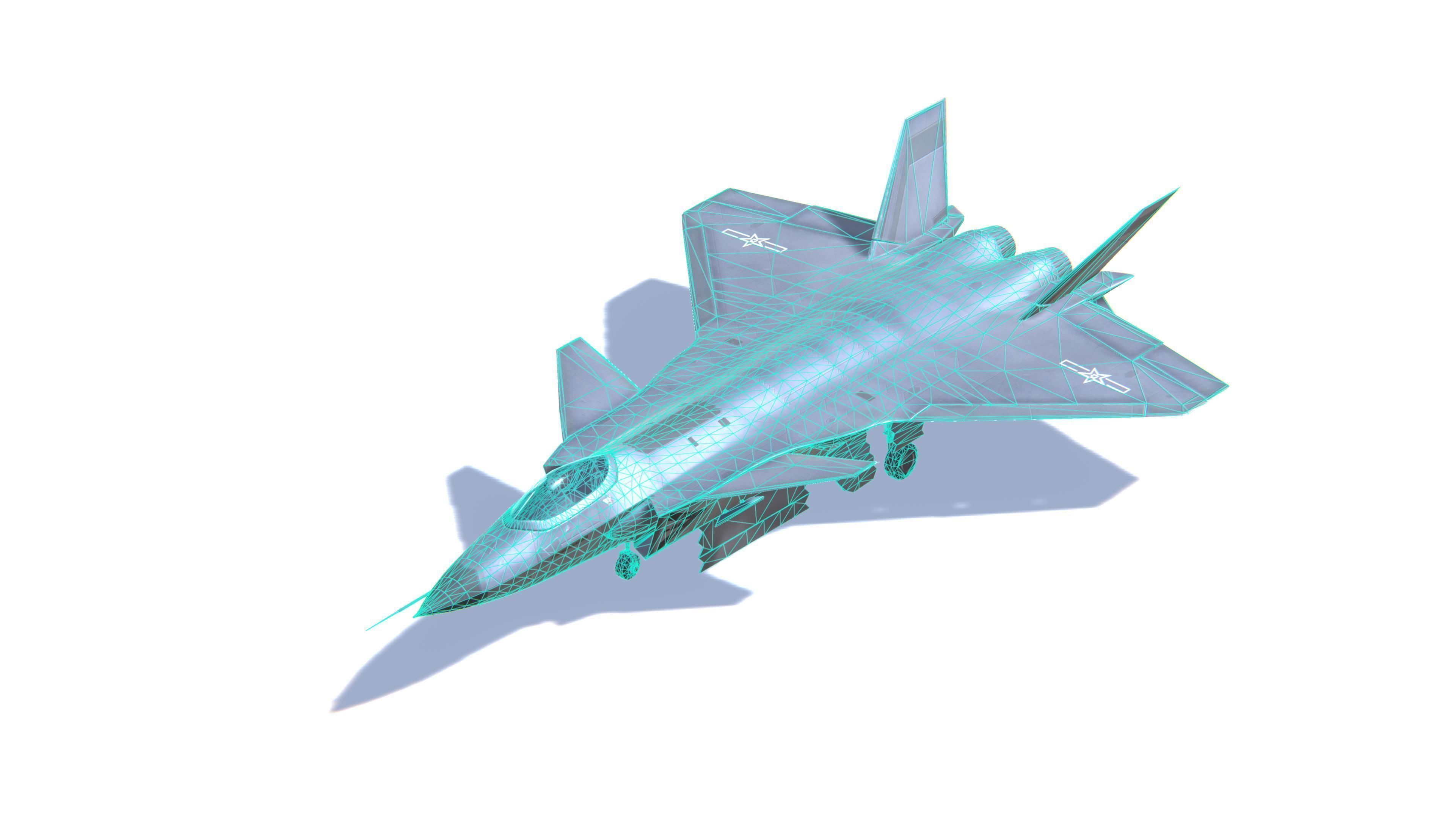 J-20 Black Eagle Jet Fighter Aircraft Low-poly 3D model_26