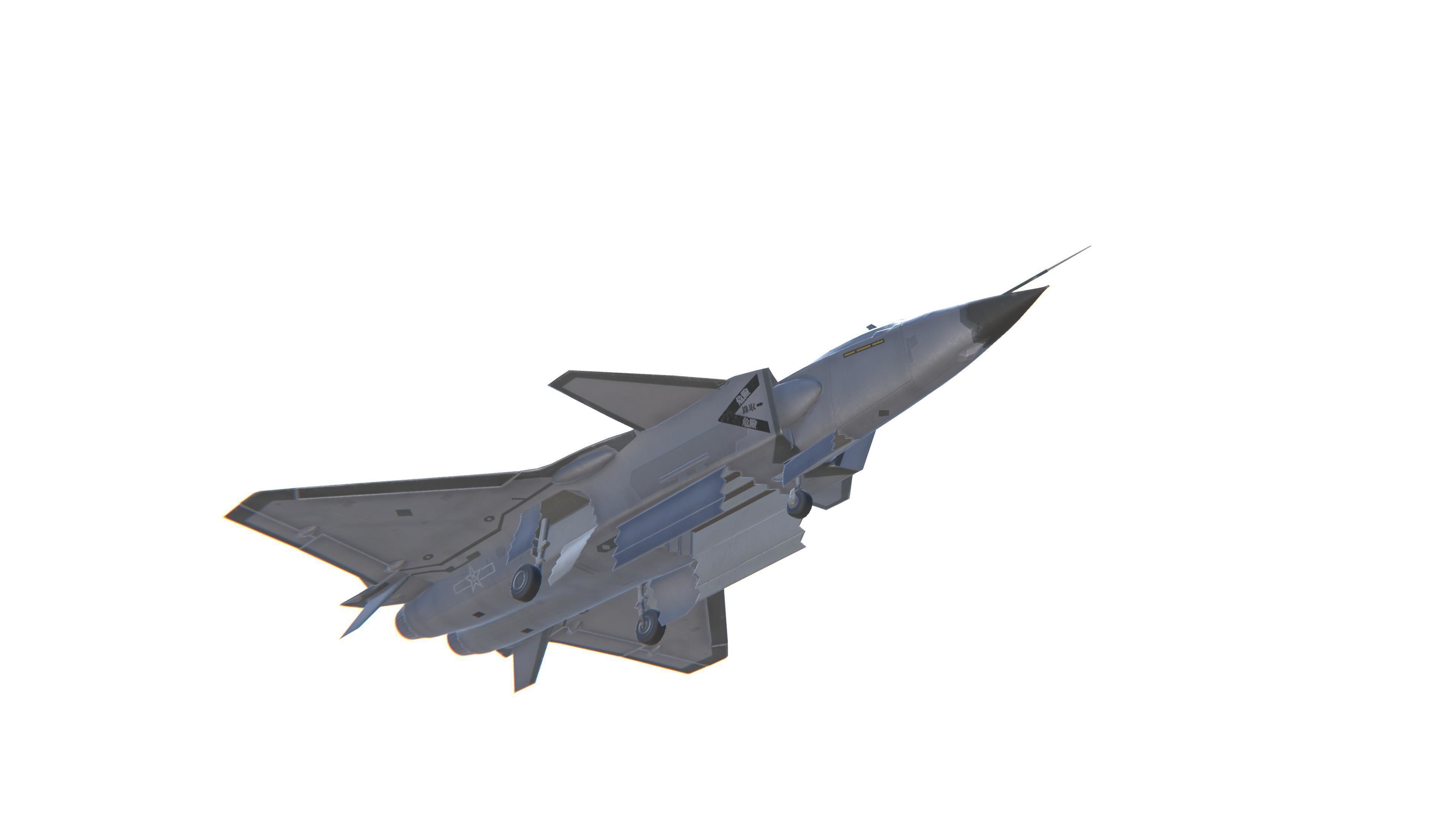 J-20 Black Eagle Jet Fighter Aircraft Low-poly 3D model_12