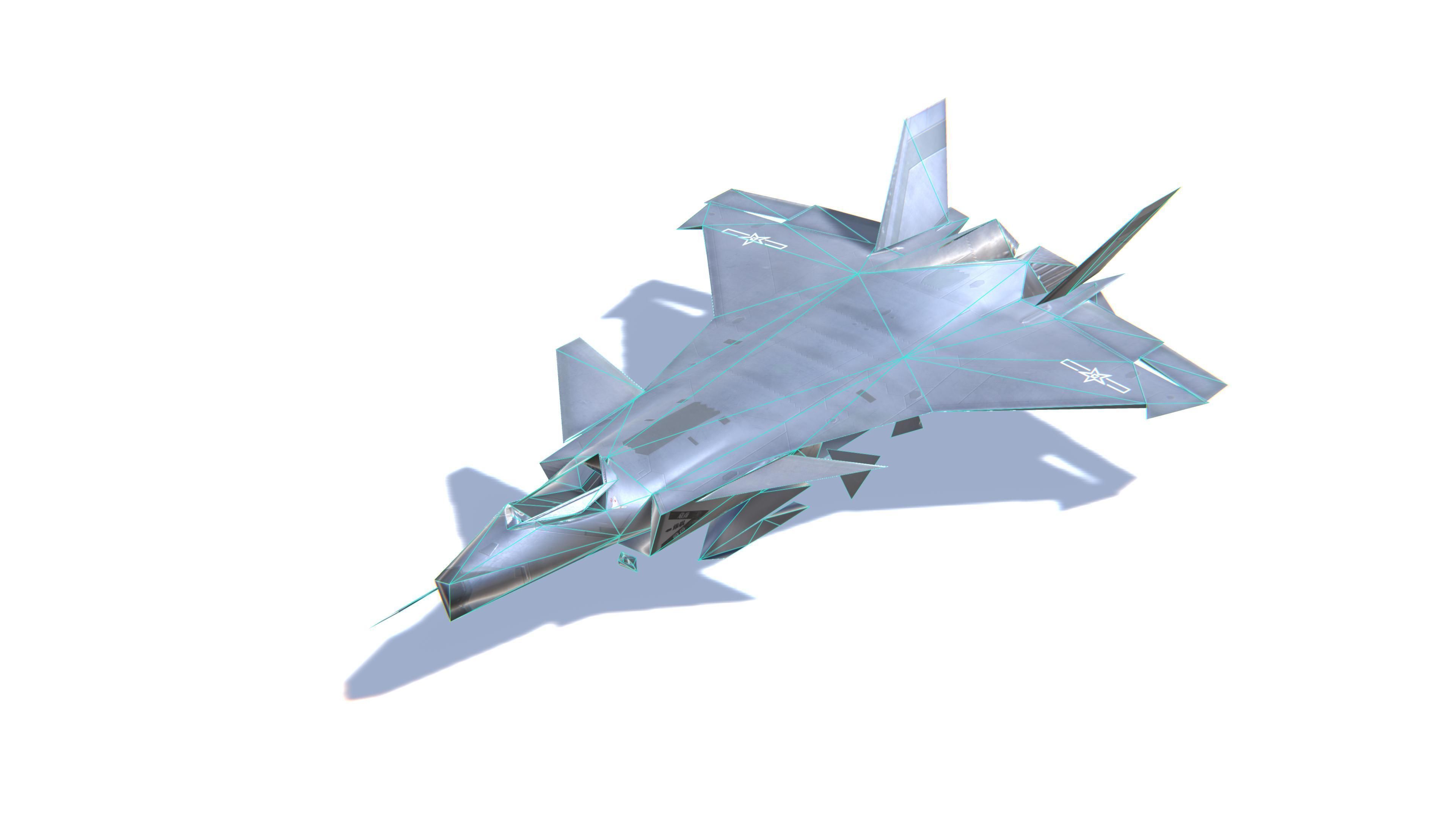 J-20 Black Eagle Jet Fighter Aircraft Low-poly 3D model_29