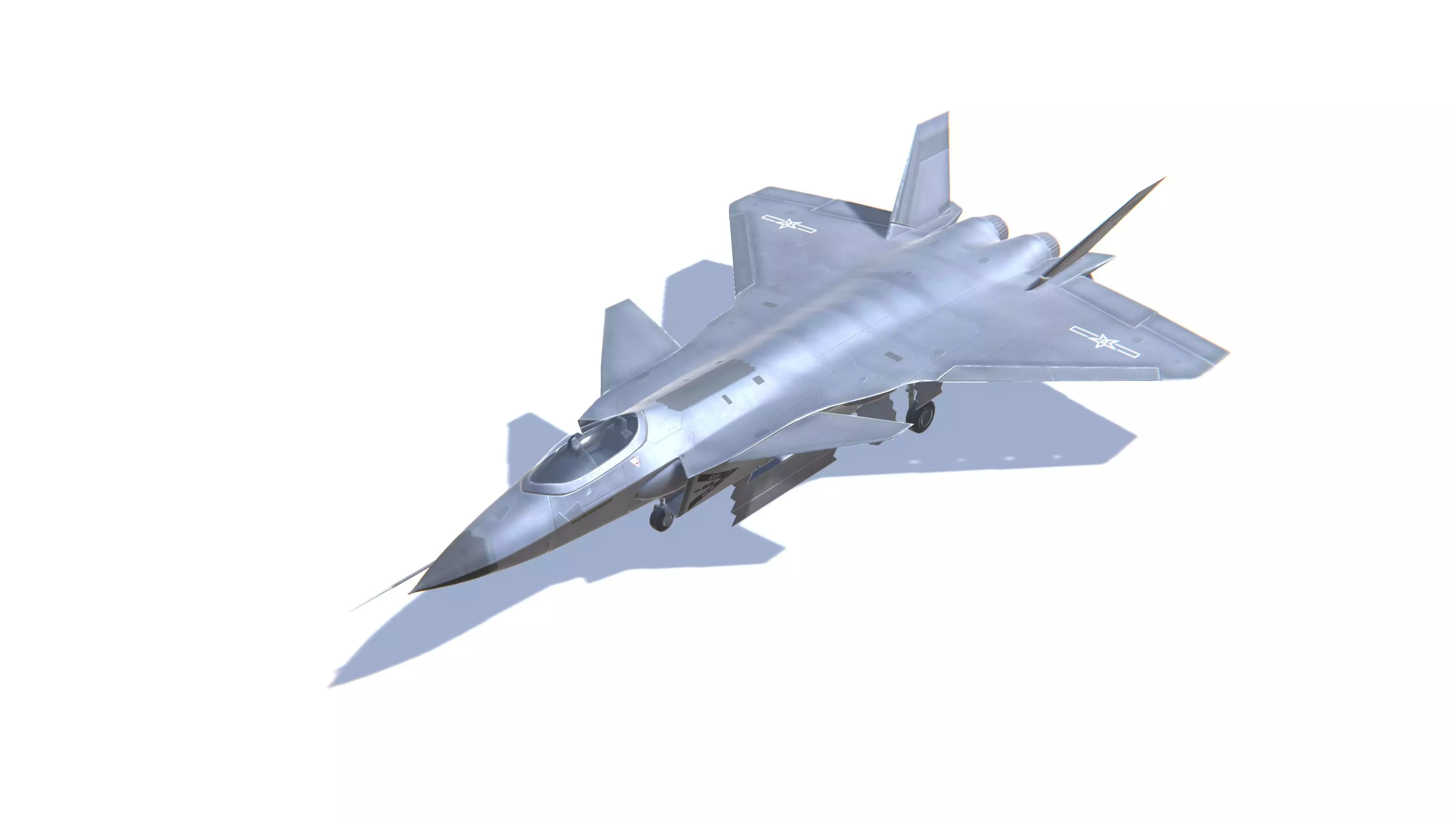 J-20 Black Eagle Jet Fighter Aircraft Low-poly 3D model_0