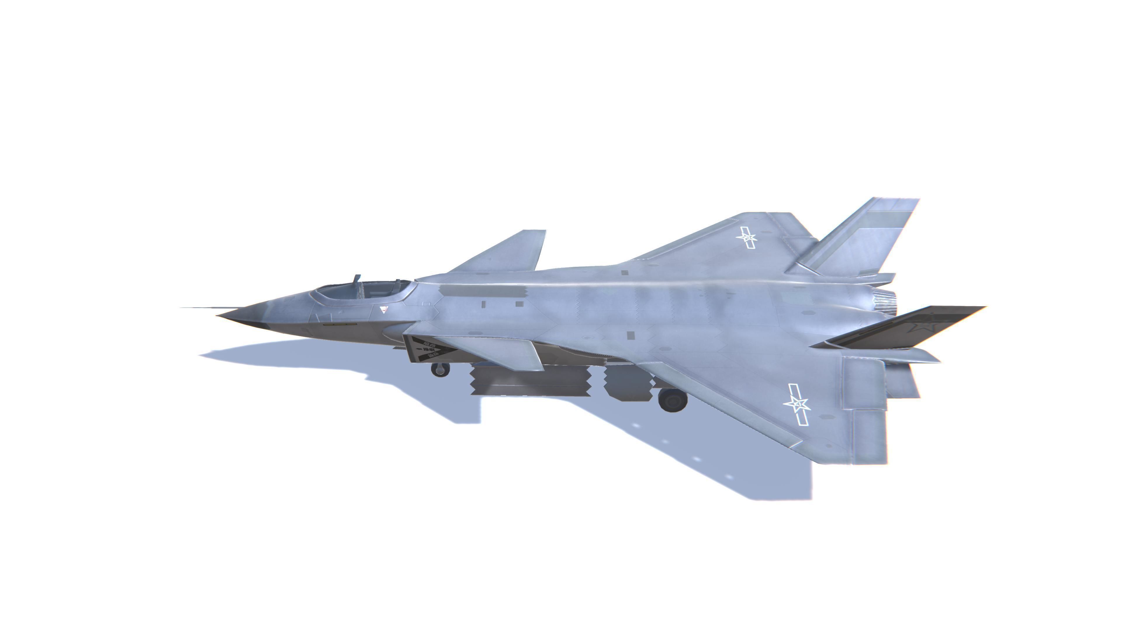 J-20 Black Eagle Jet Fighter Aircraft Low-poly 3D model_8