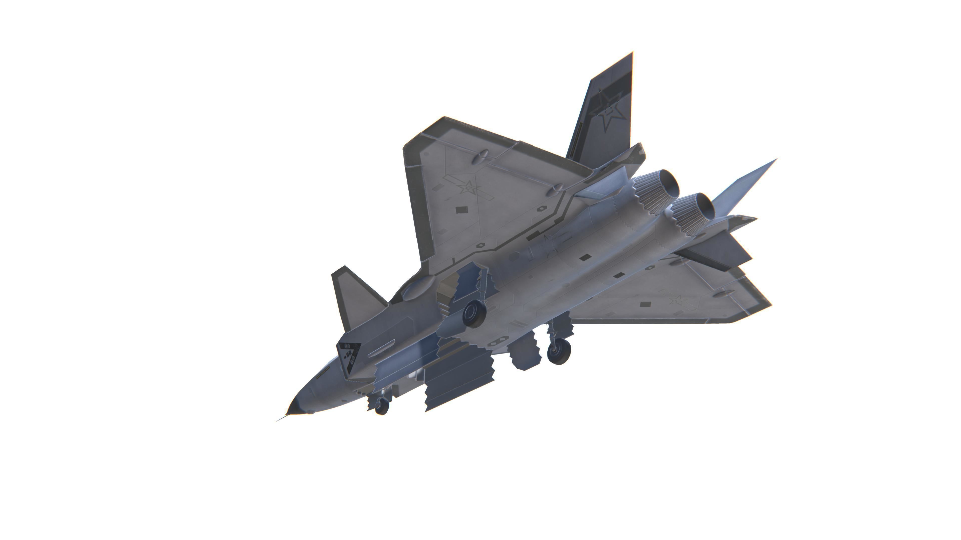 J-20 Black Eagle Jet Fighter Aircraft Low-poly 3D model_16
