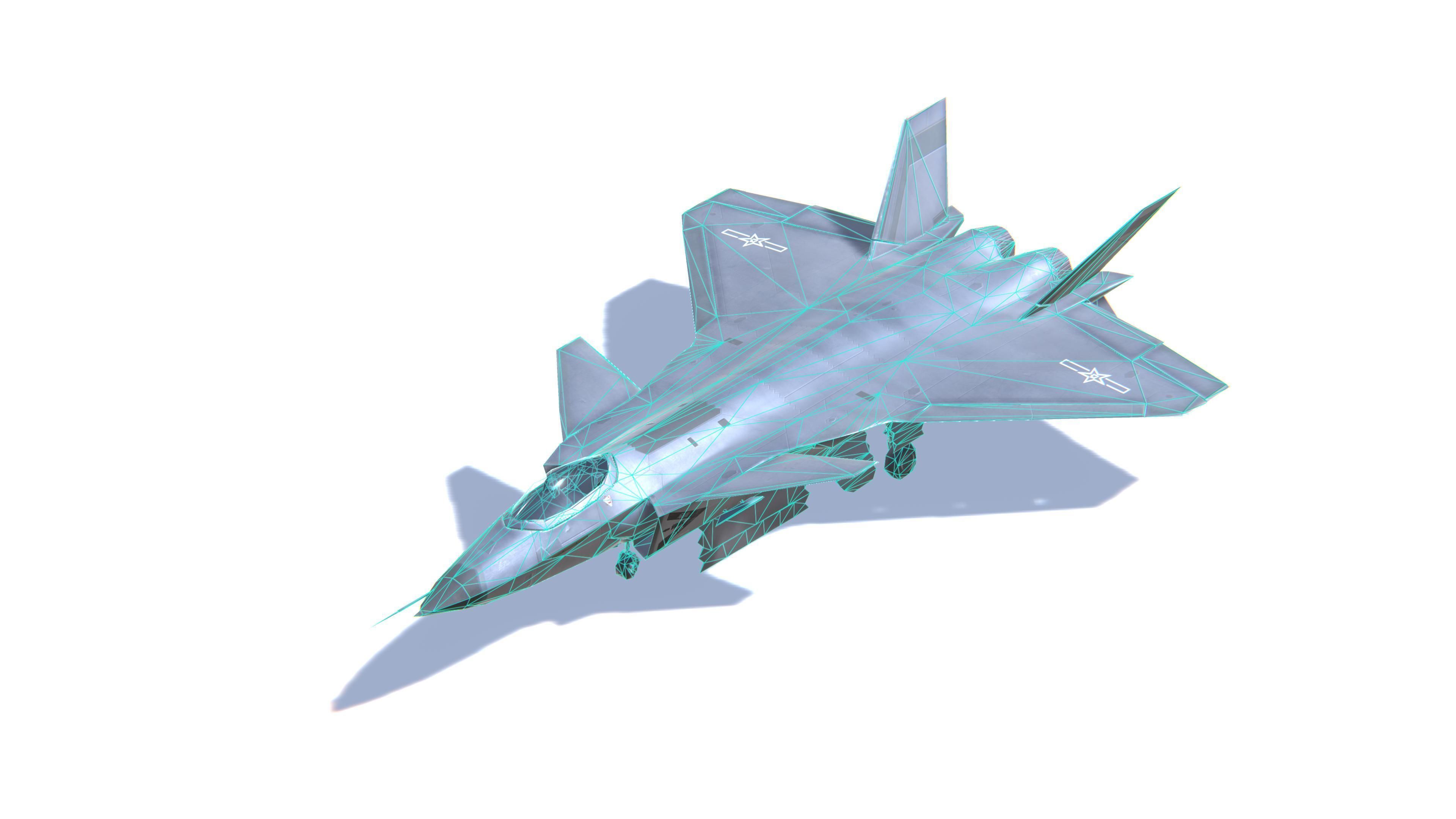 J-20 Black Eagle Jet Fighter Aircraft Low-poly 3D model_28