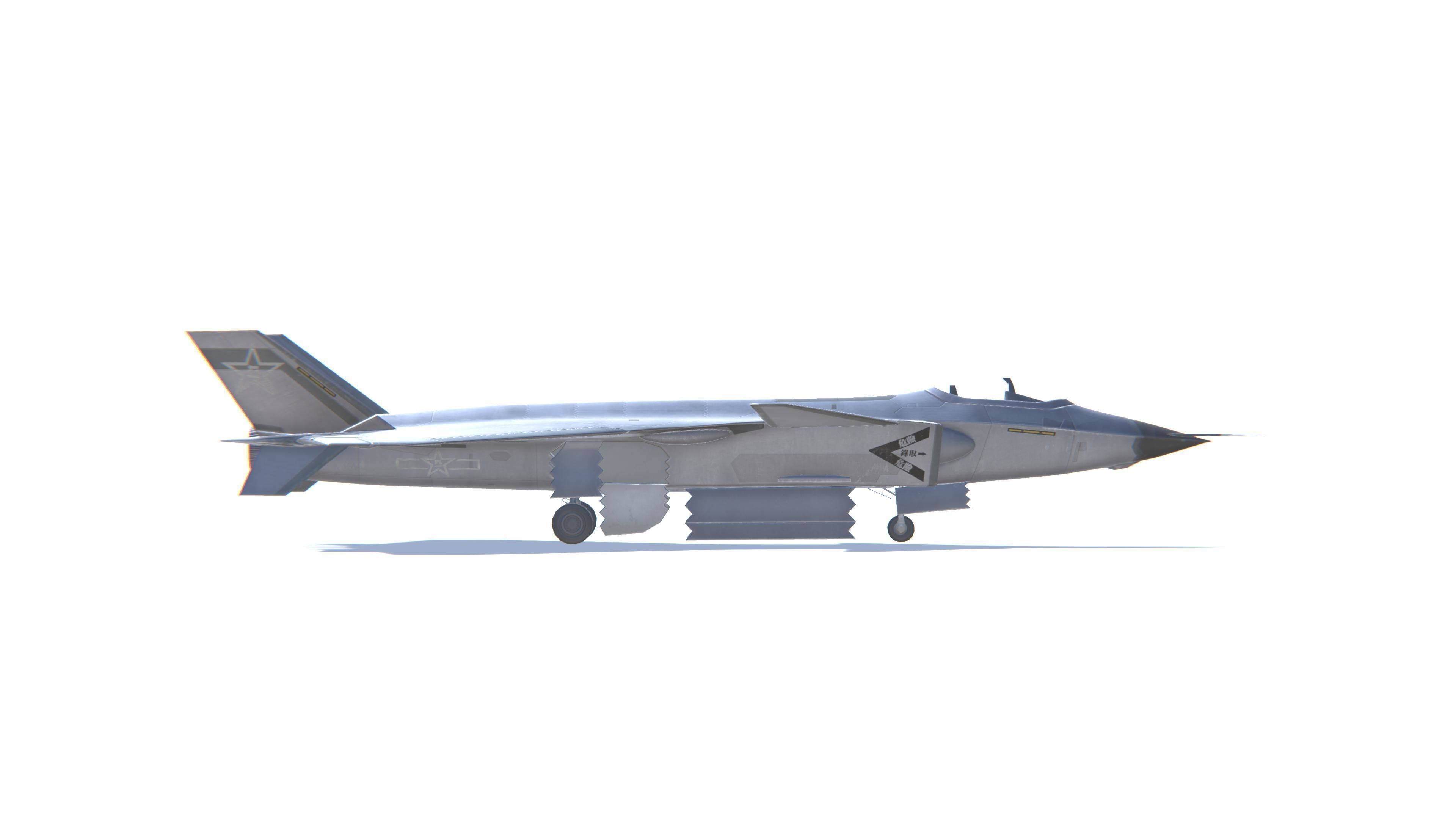 J-20 Black Eagle Jet Fighter Aircraft Low-poly 3D model_19