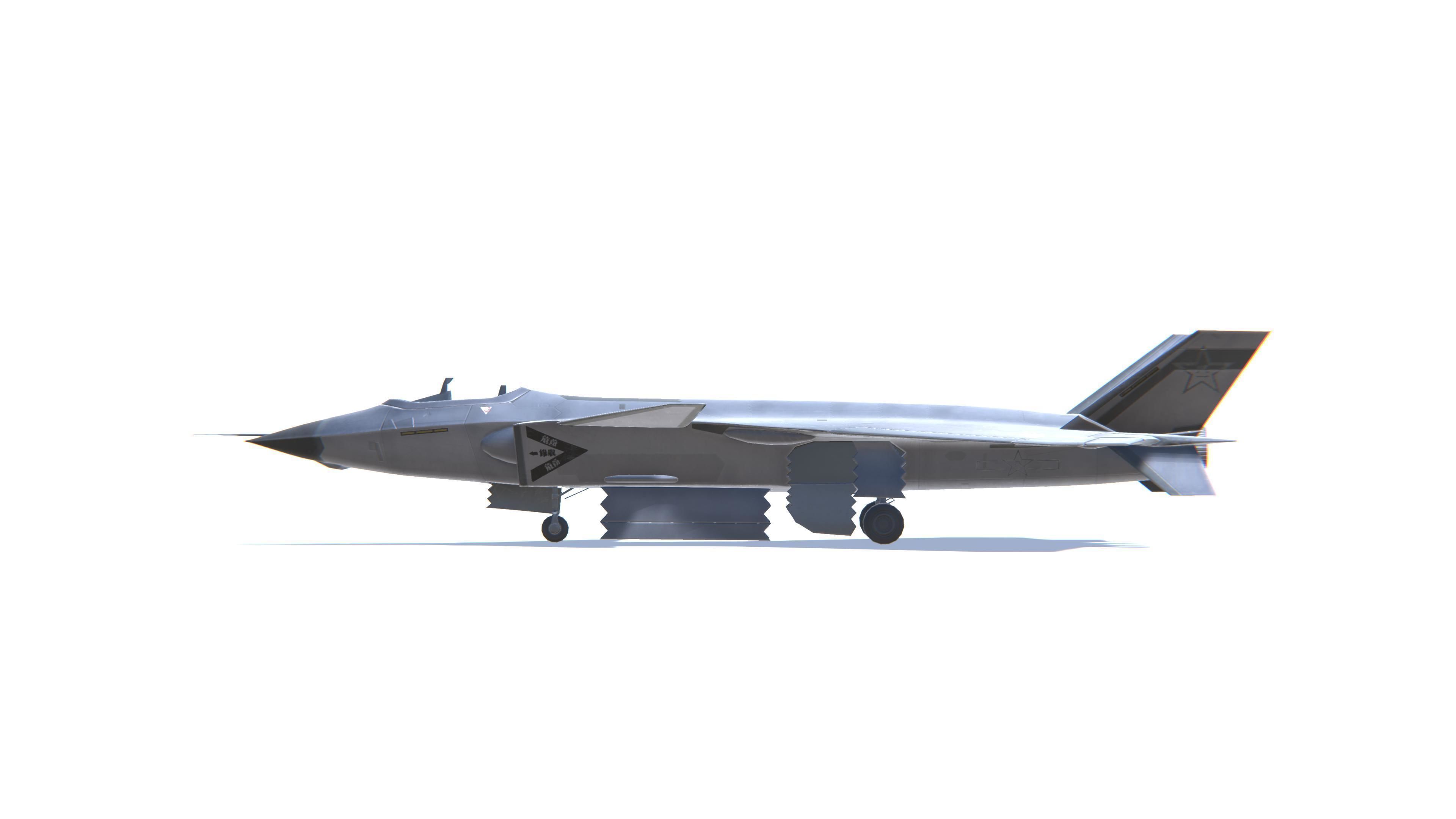J-20 Black Eagle Jet Fighter Aircraft Low-poly 3D model_21