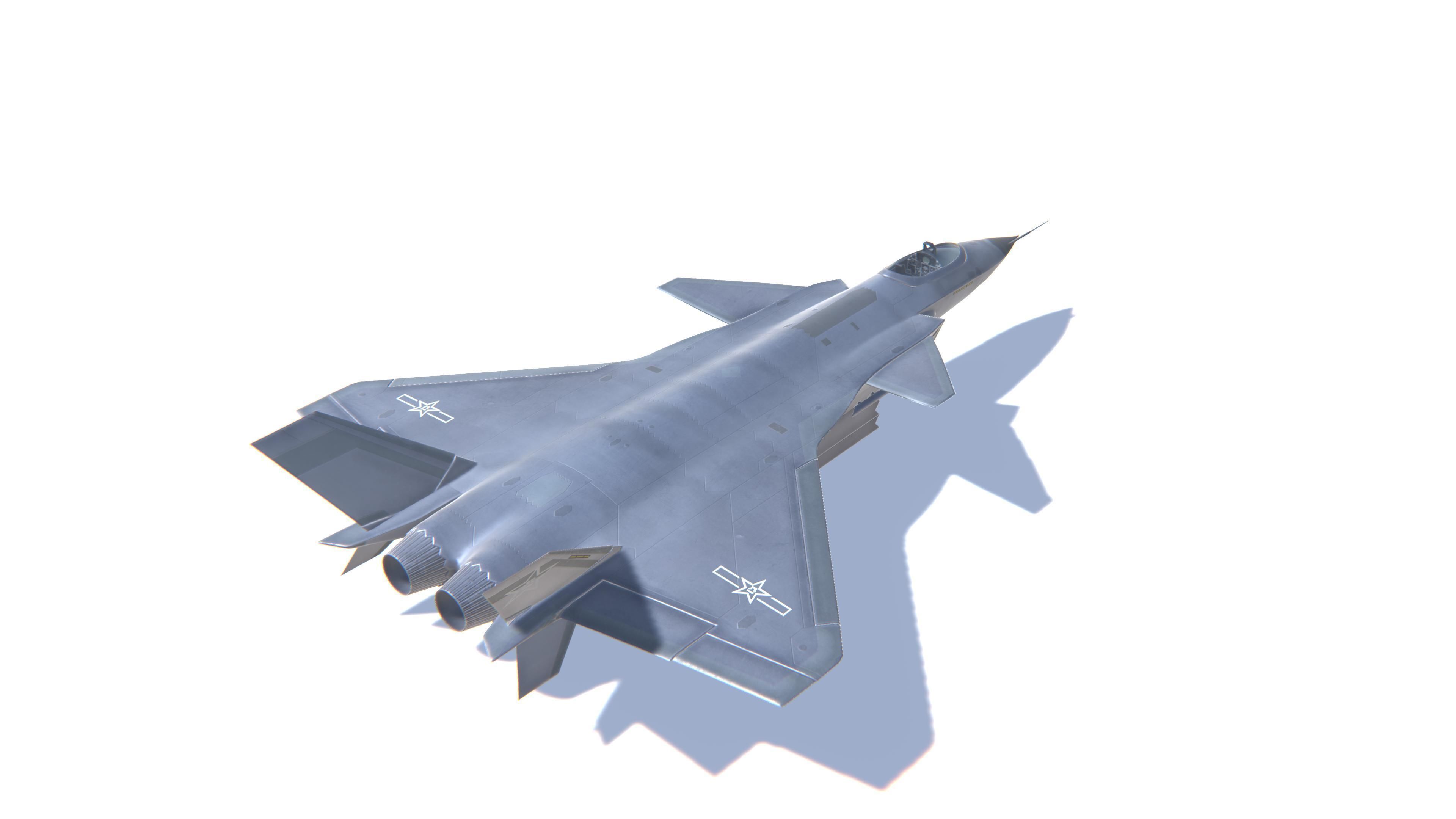 J-20 Black Eagle Jet Fighter Aircraft Low-poly 3D model_5