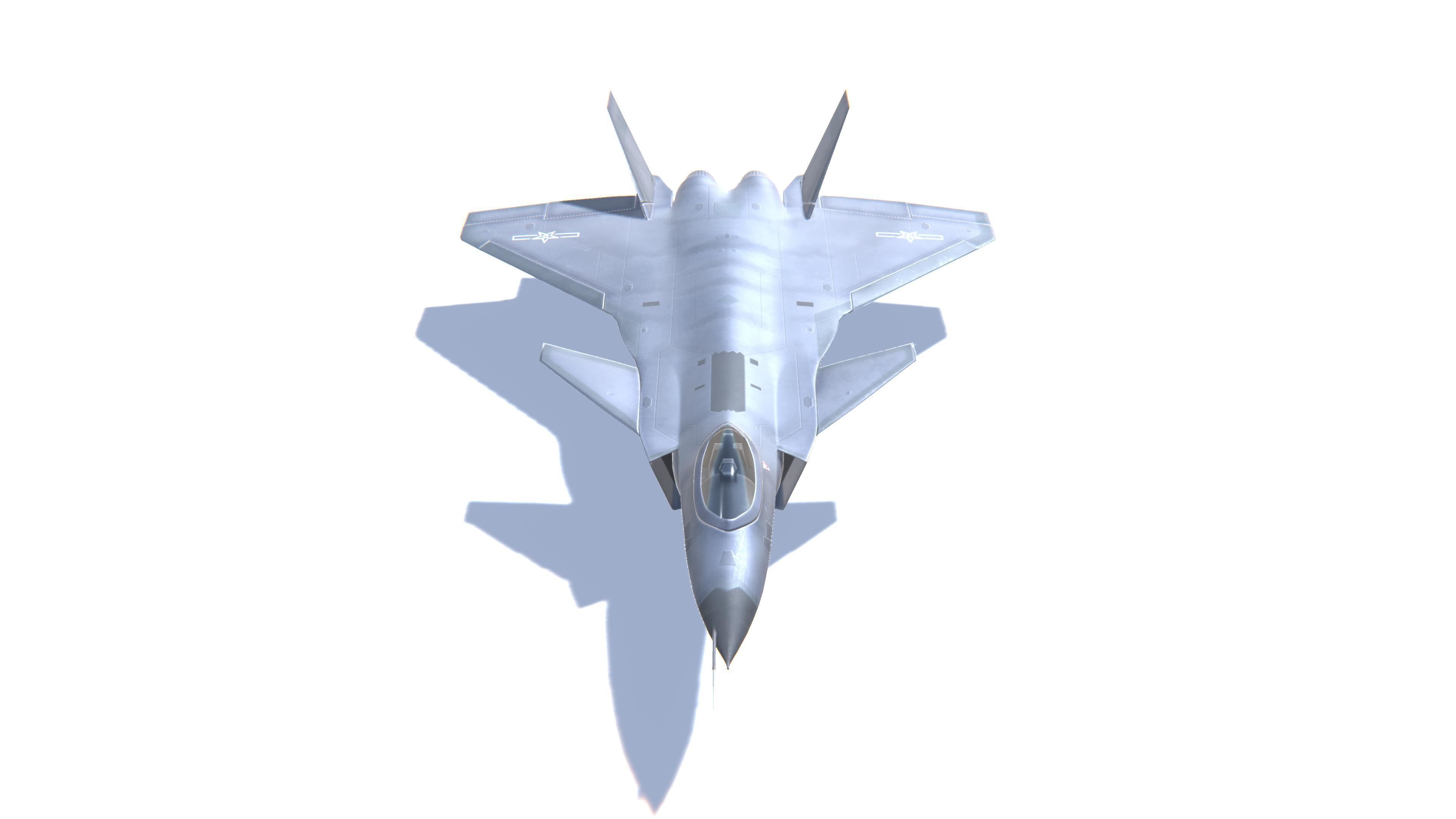 J-20 Black Eagle Jet Fighter Aircraft Low-poly 3D model_2