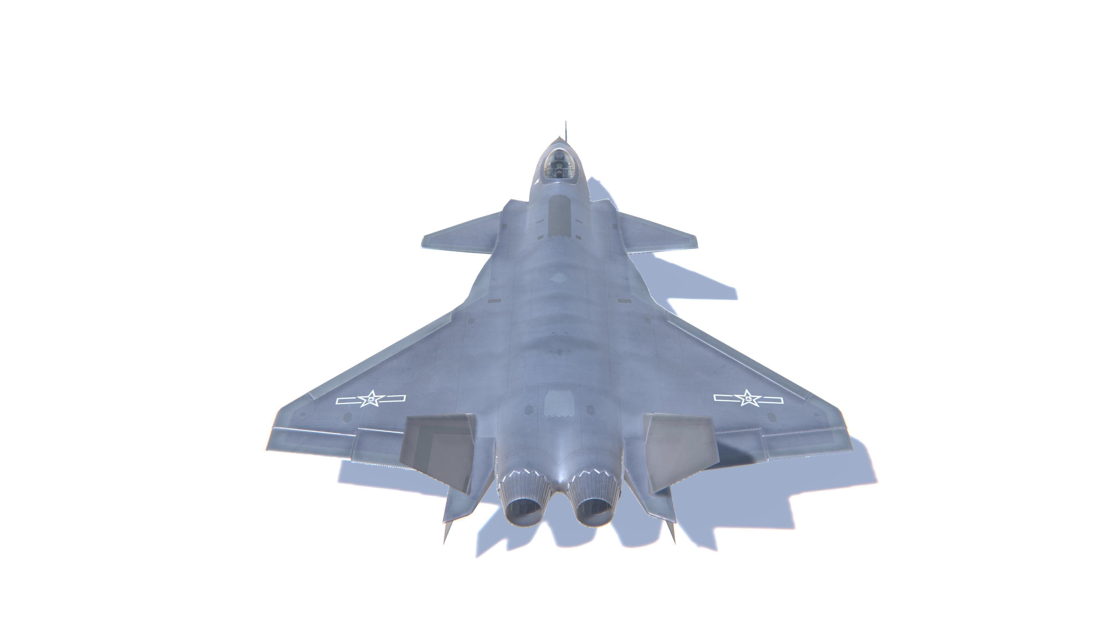 J-20 Black Eagle Jet Fighter Aircraft Low-poly 3D model_6