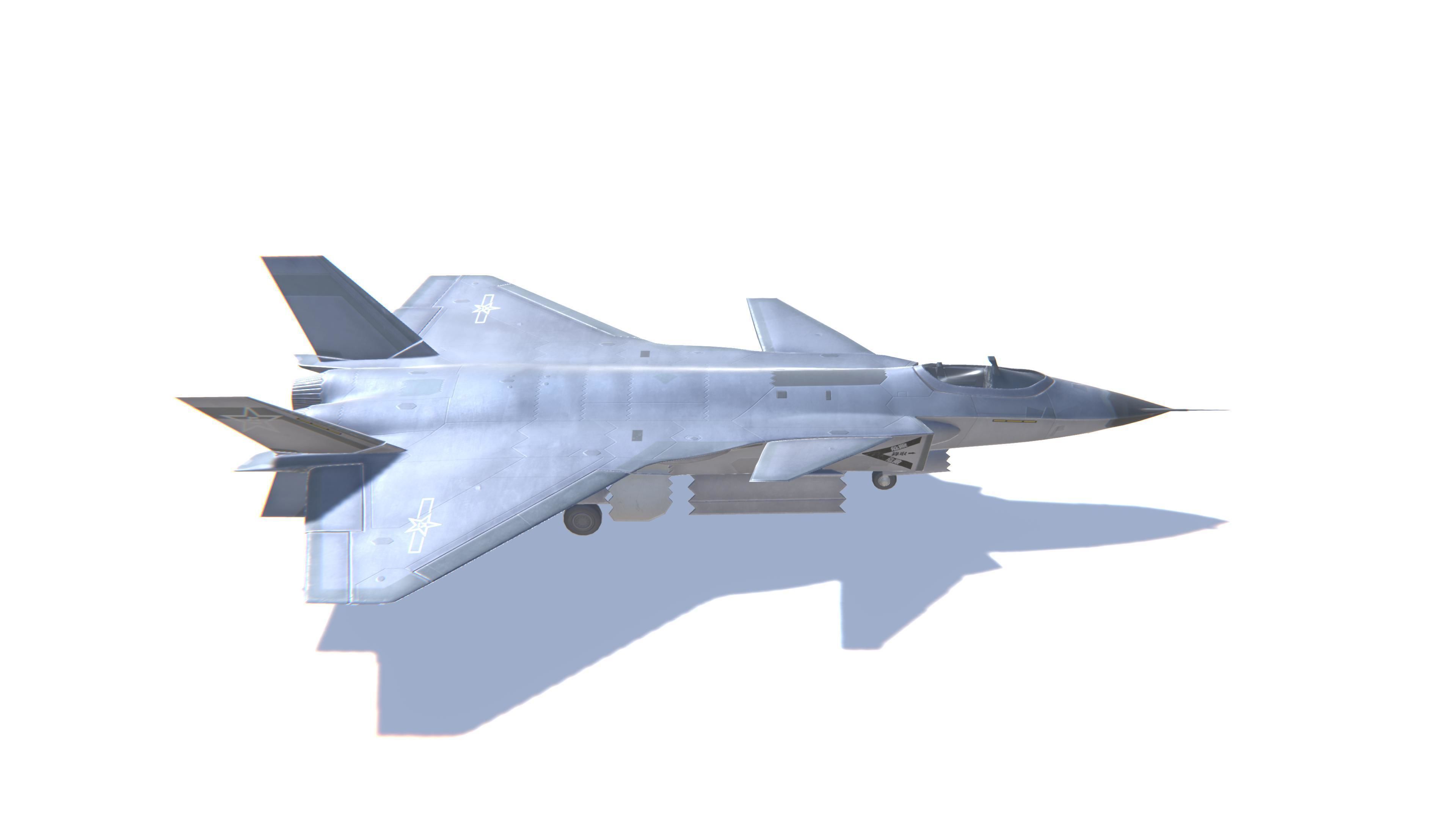 J-20 Black Eagle Jet Fighter Aircraft Low-poly 3D model_4