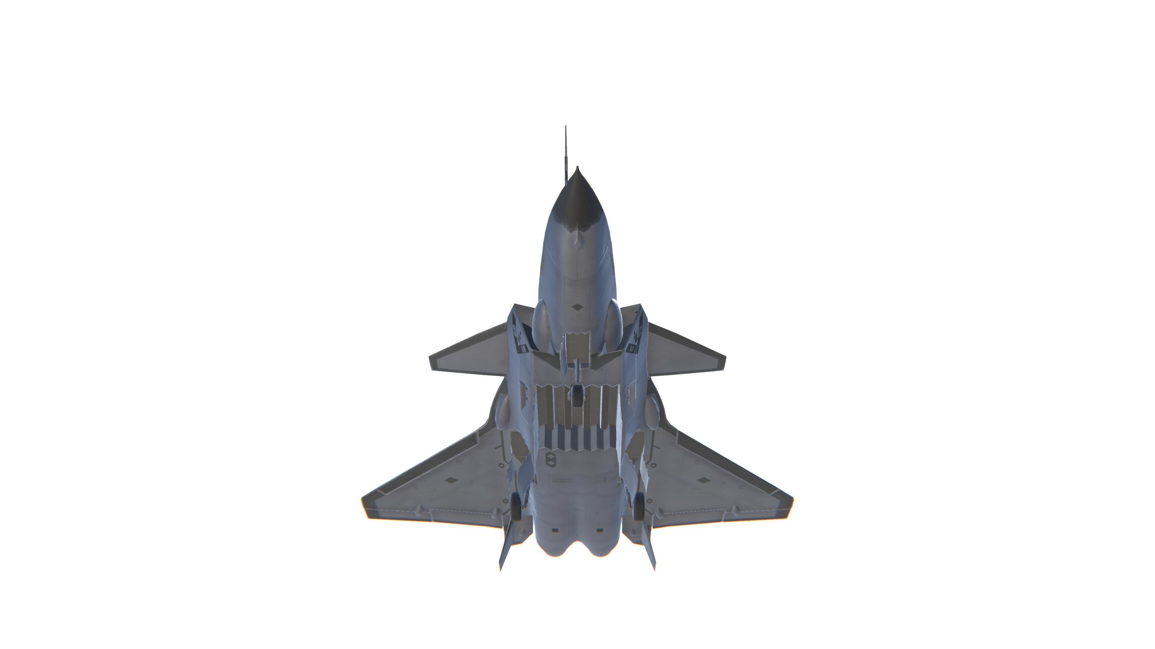 J-20 Black Eagle Jet Fighter Aircraft Low-poly 3D model_11