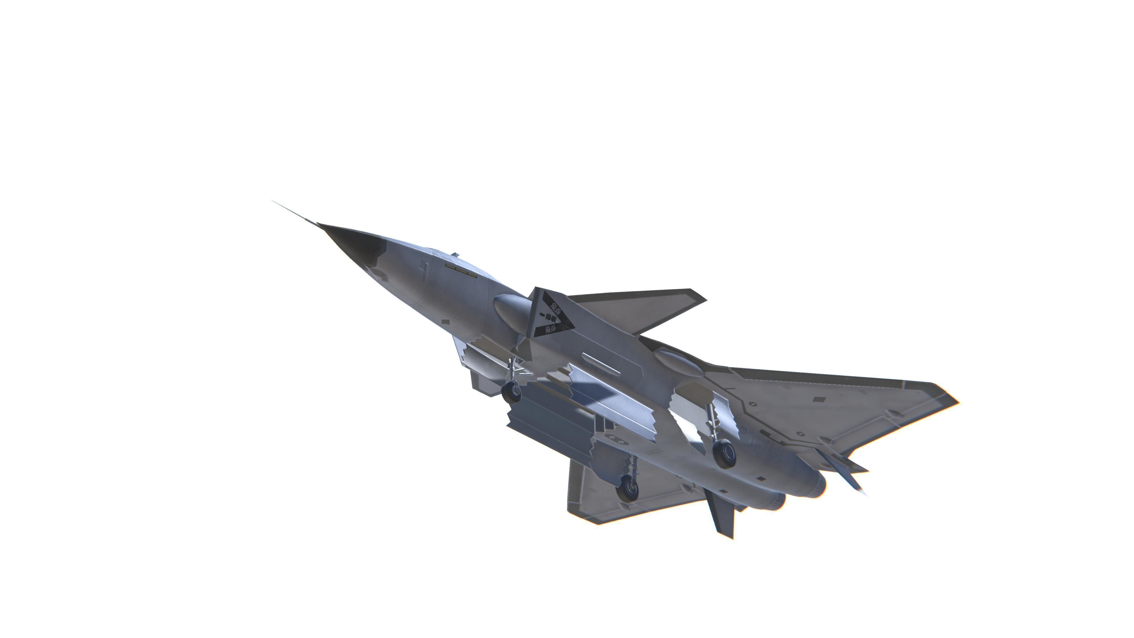 J-20 Black Eagle Jet Fighter Aircraft Low-poly 3D model_10