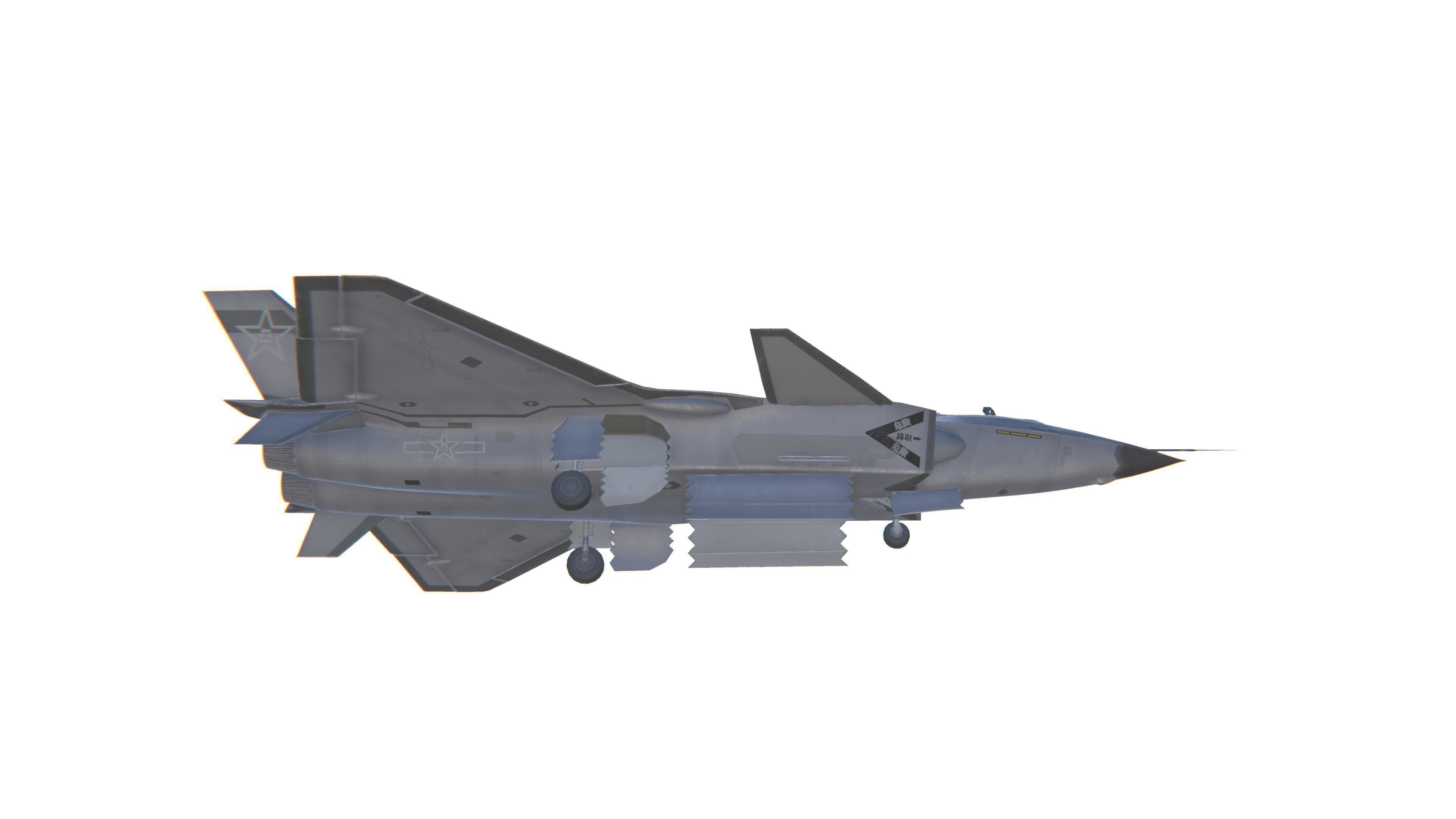 J-20 Black Eagle Jet Fighter Aircraft Low-poly 3D model_13