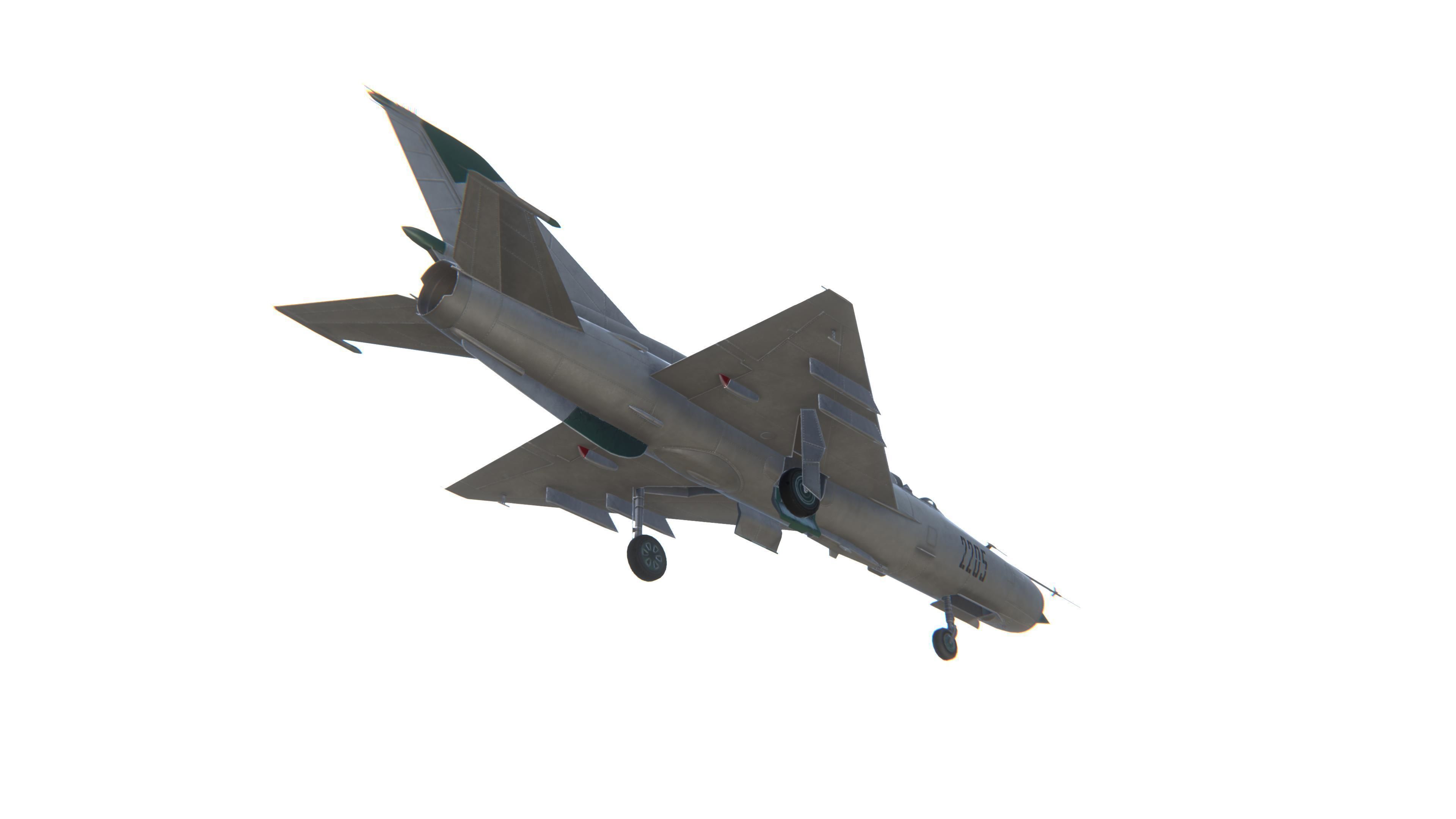 MIG-21 Fishbed Jet Fighter Aircraft Low-poly 3D model_14