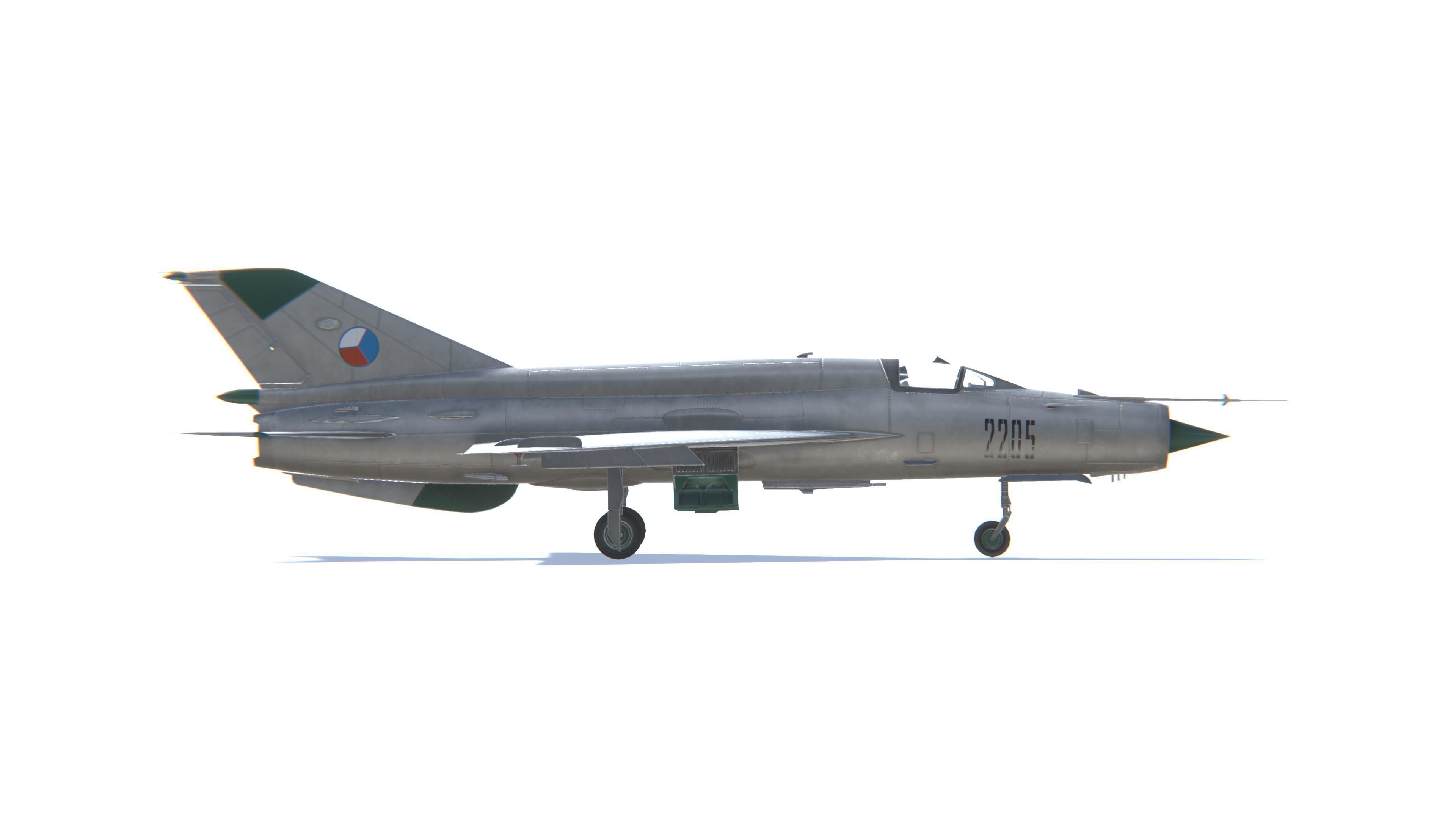 MIG-21 Fishbed Jet Fighter Aircraft Low-poly 3D model_19