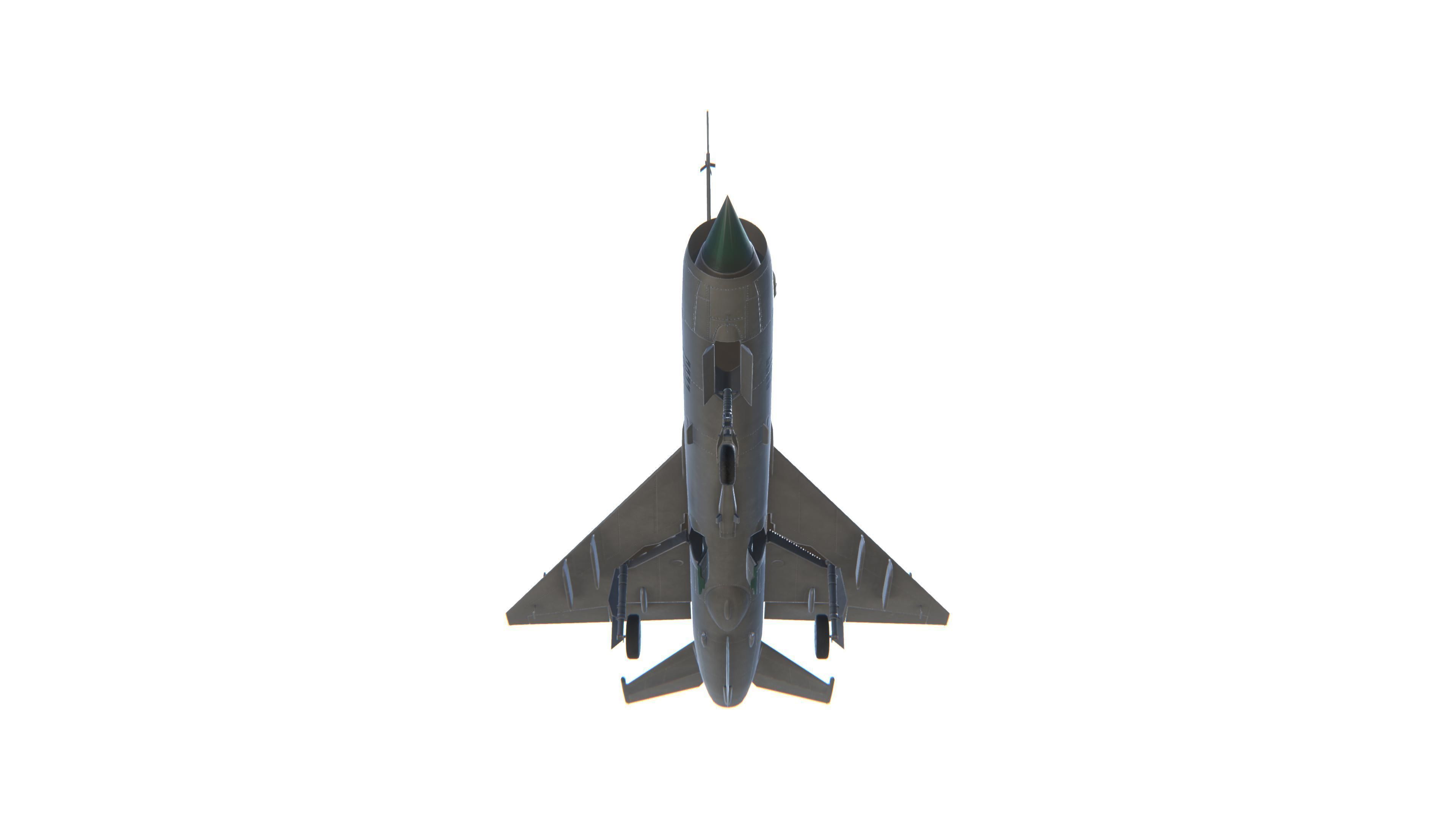 MIG-21 Fishbed Jet Fighter Aircraft Low-poly 3D model_11