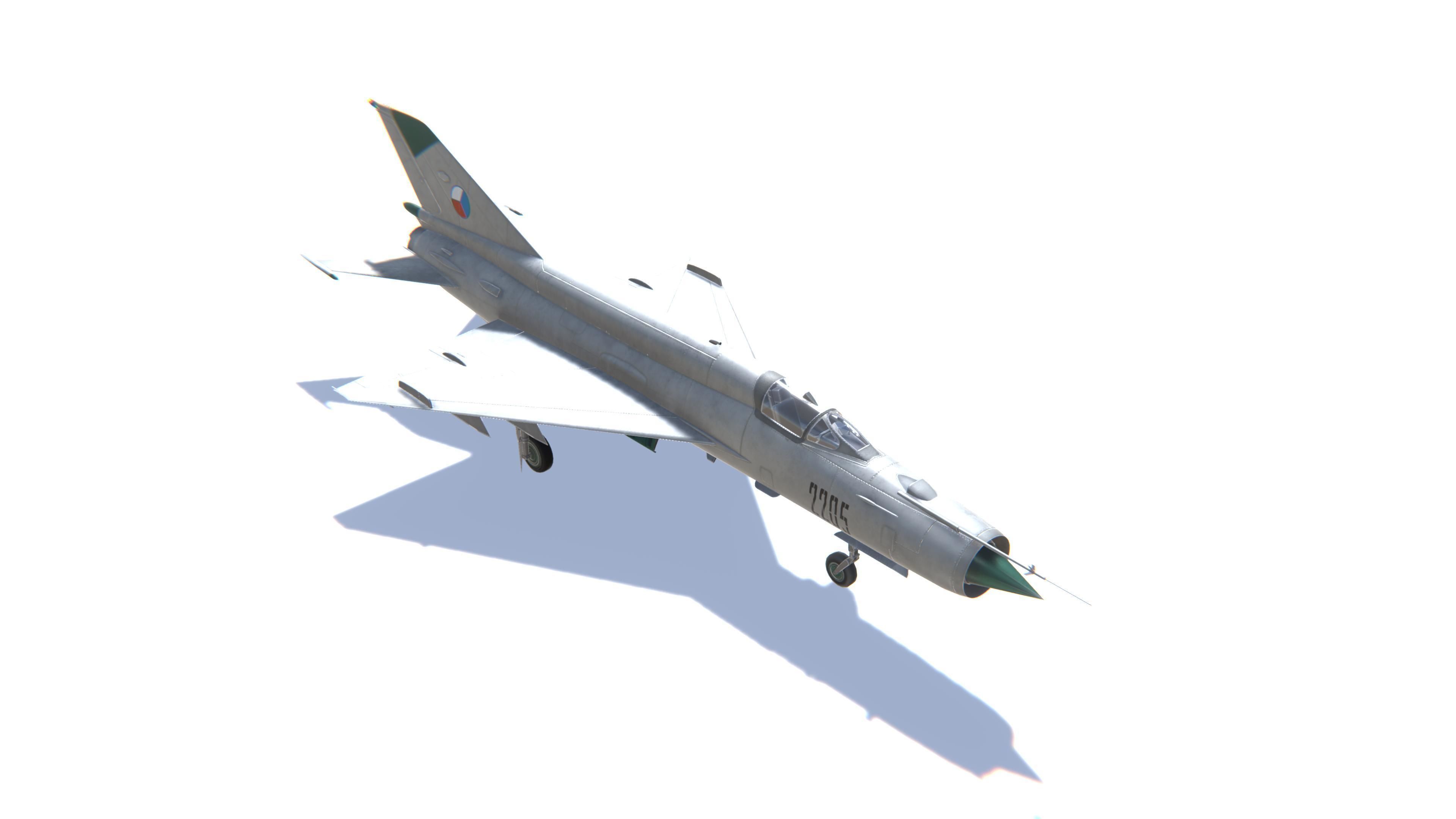 MIG-21 Fishbed Jet Fighter Aircraft Low-poly 3D model_3
