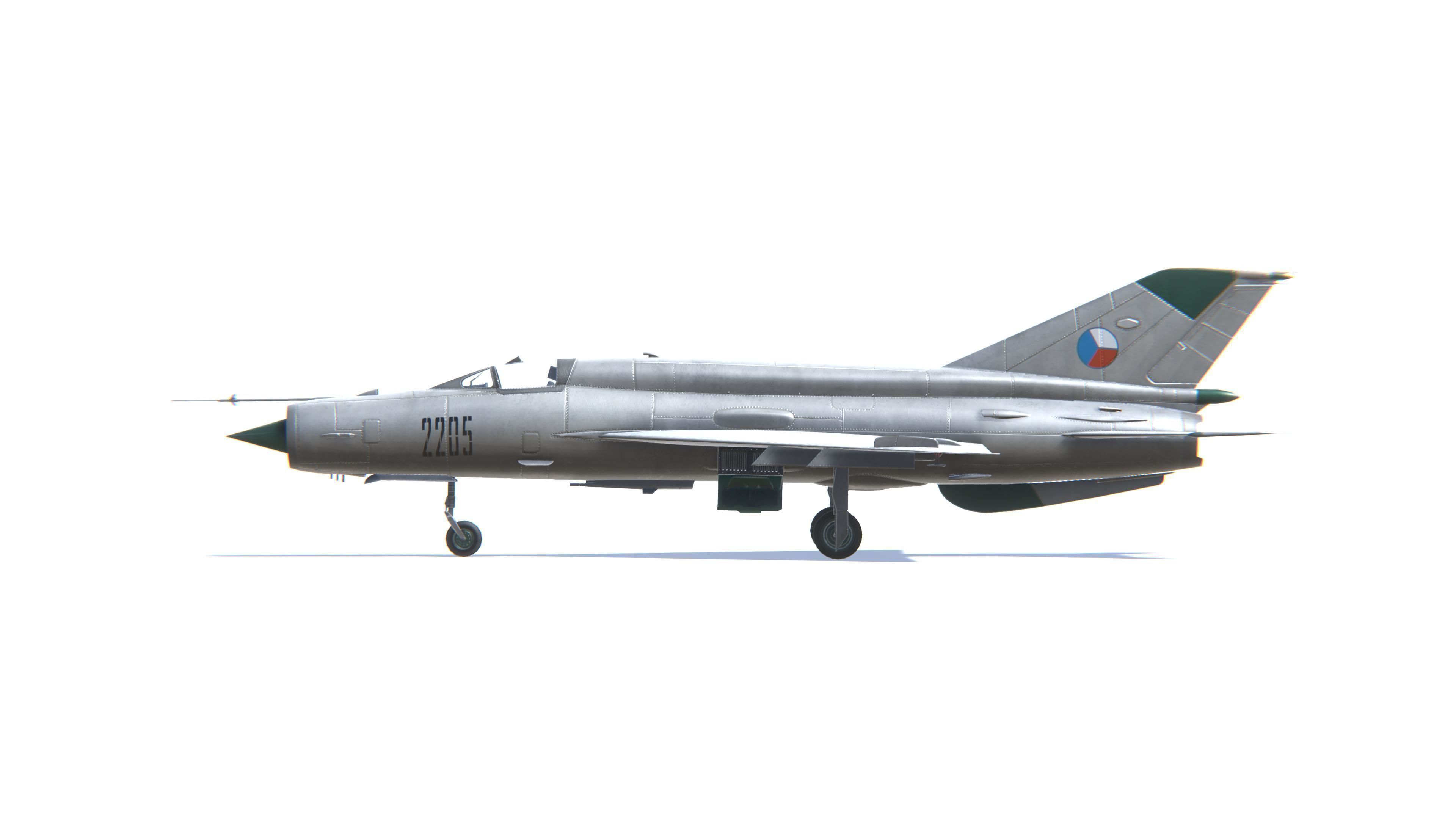 MIG-21 Fishbed Jet Fighter Aircraft Low-poly 3D model_21