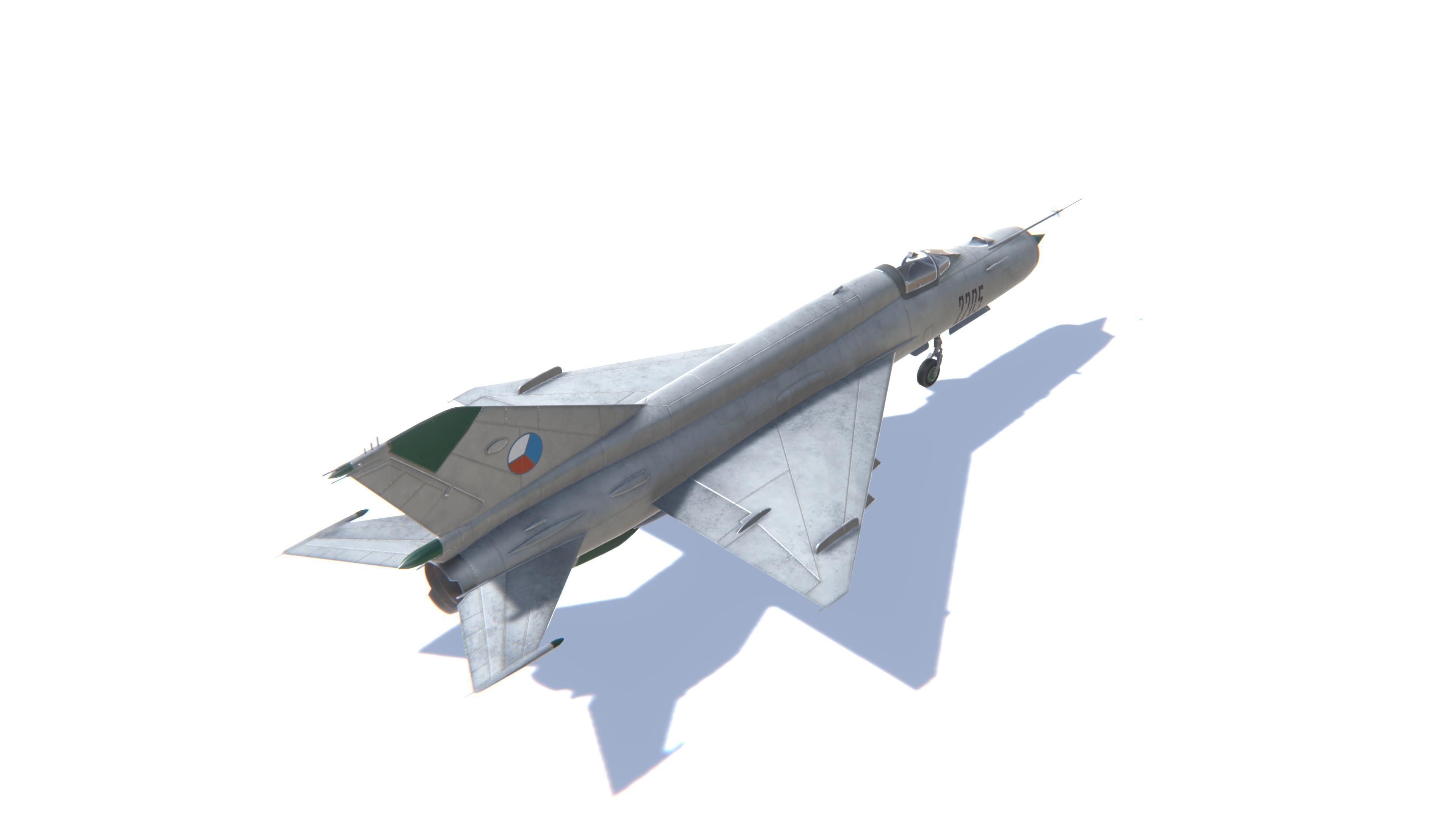 MIG-21 Fishbed Jet Fighter Aircraft Low-poly 3D model_5