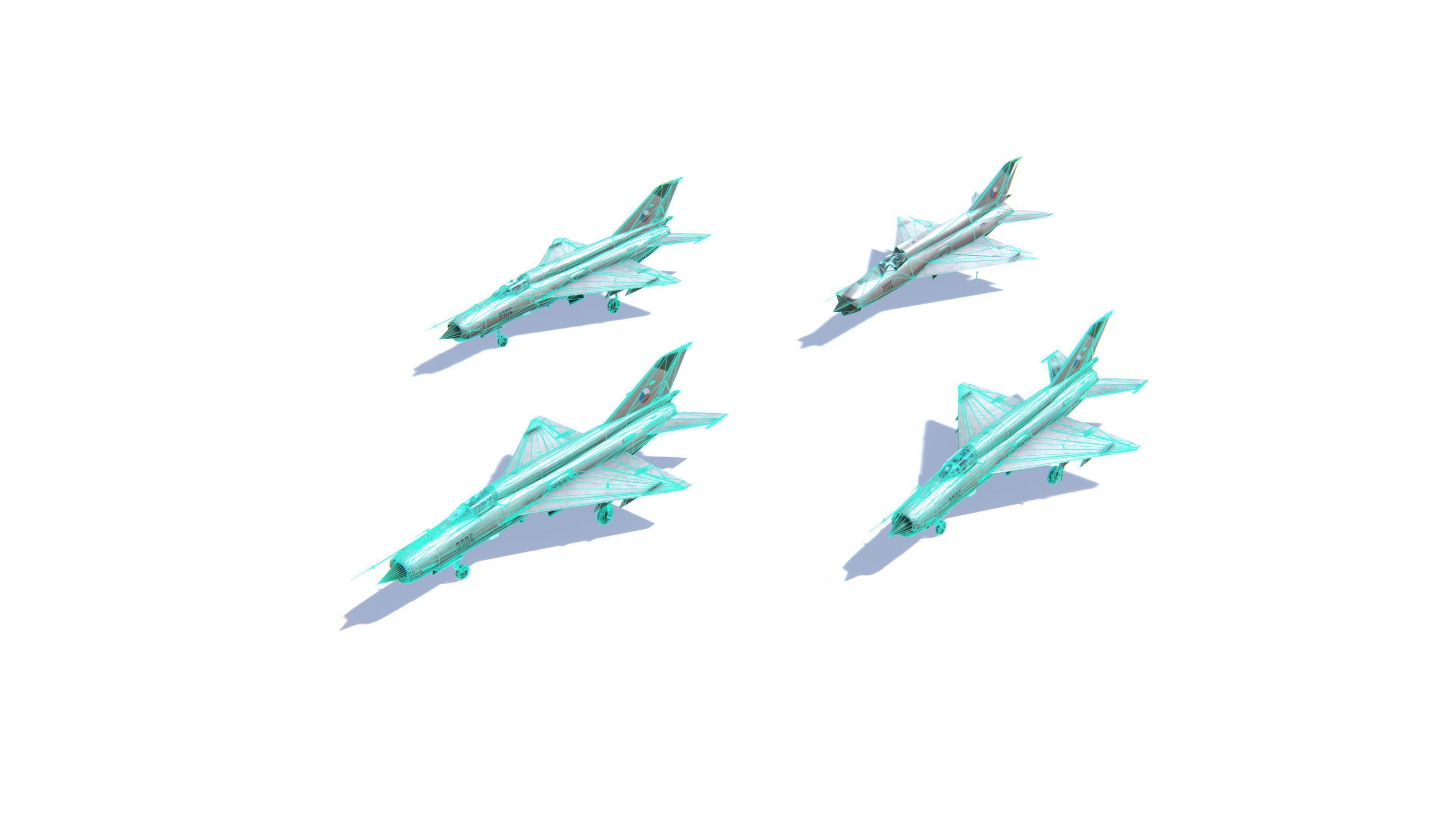 MIG-21 Fishbed Jet Fighter Aircraft Low-poly 3D model_25