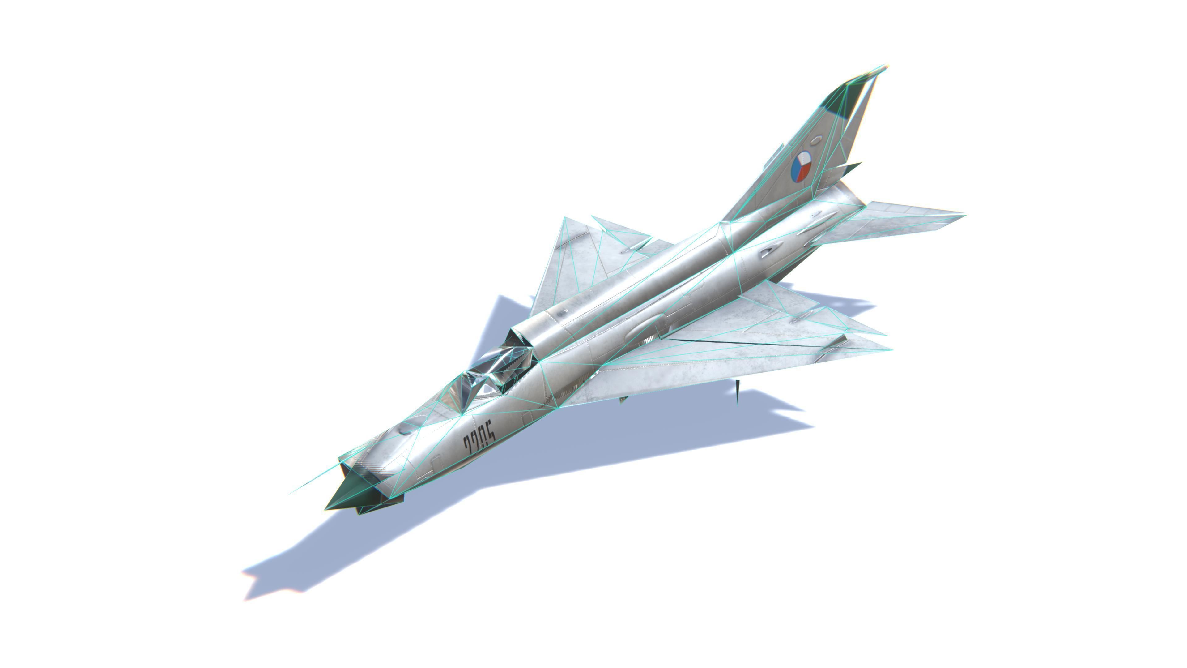 MIG-21 Fishbed Jet Fighter Aircraft Low-poly 3D model_29