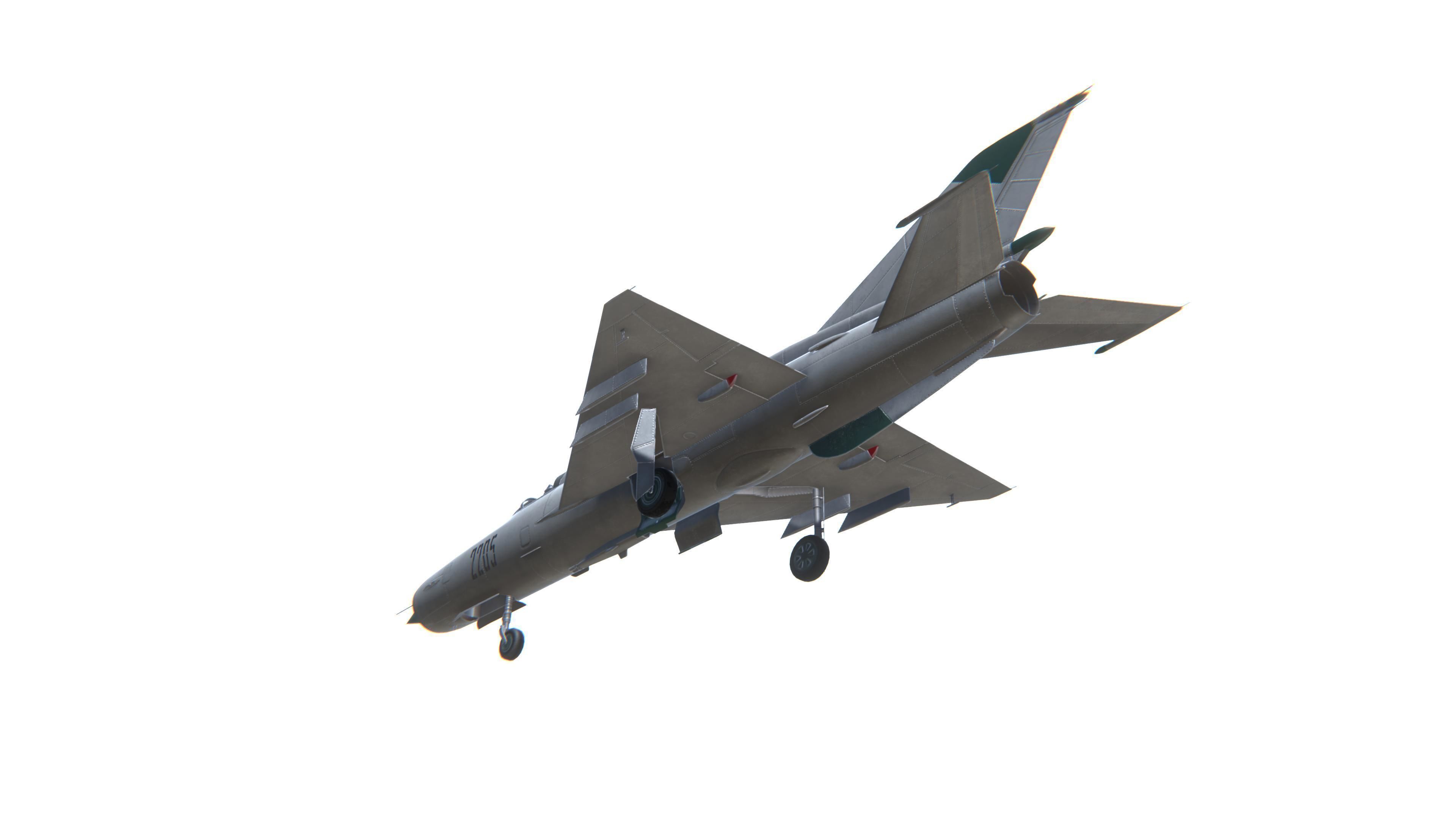 MIG-21 Fishbed Jet Fighter Aircraft Low-poly 3D model_16