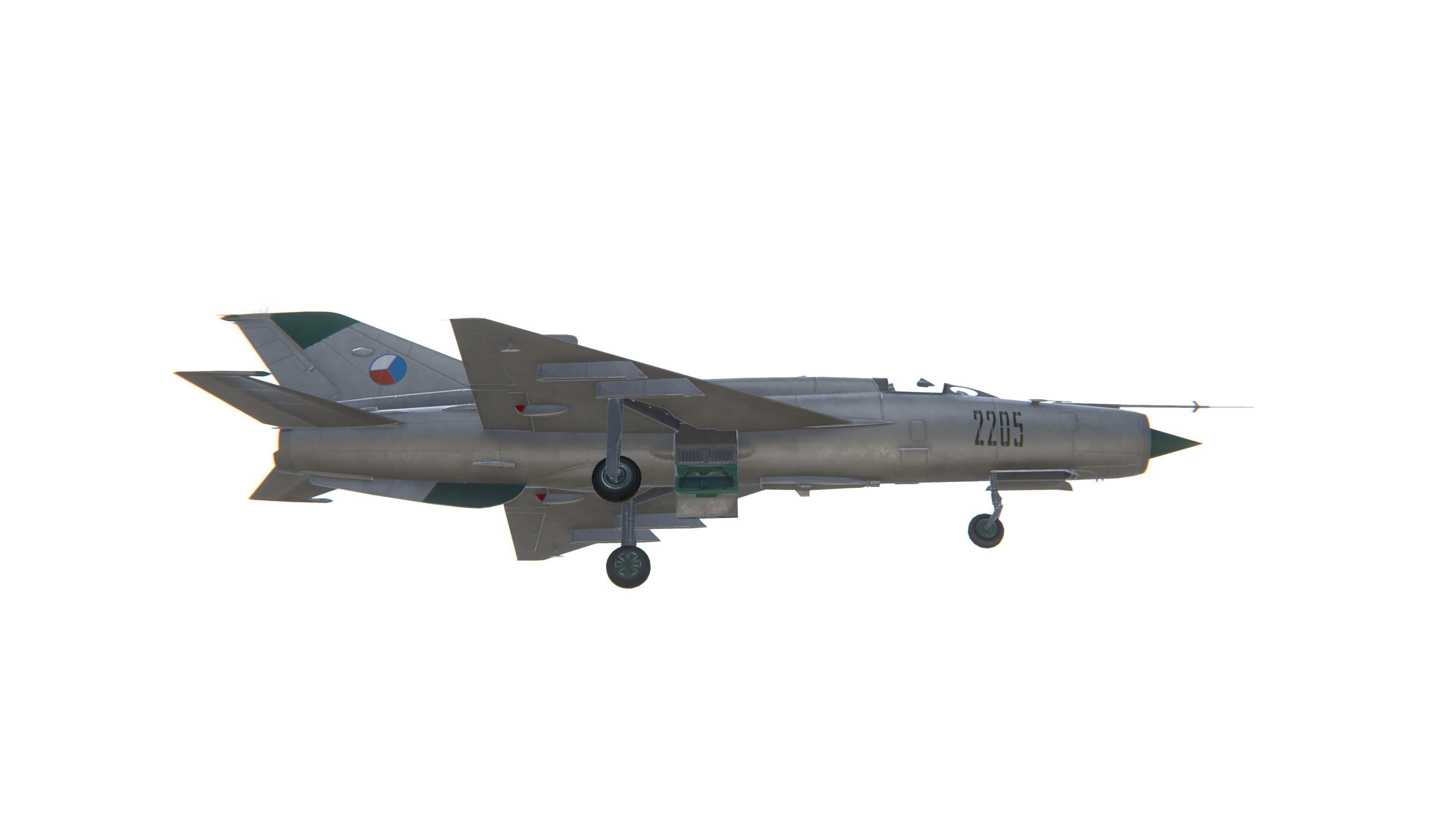MIG-21 Fishbed Jet Fighter Aircraft Low-poly 3D model_13