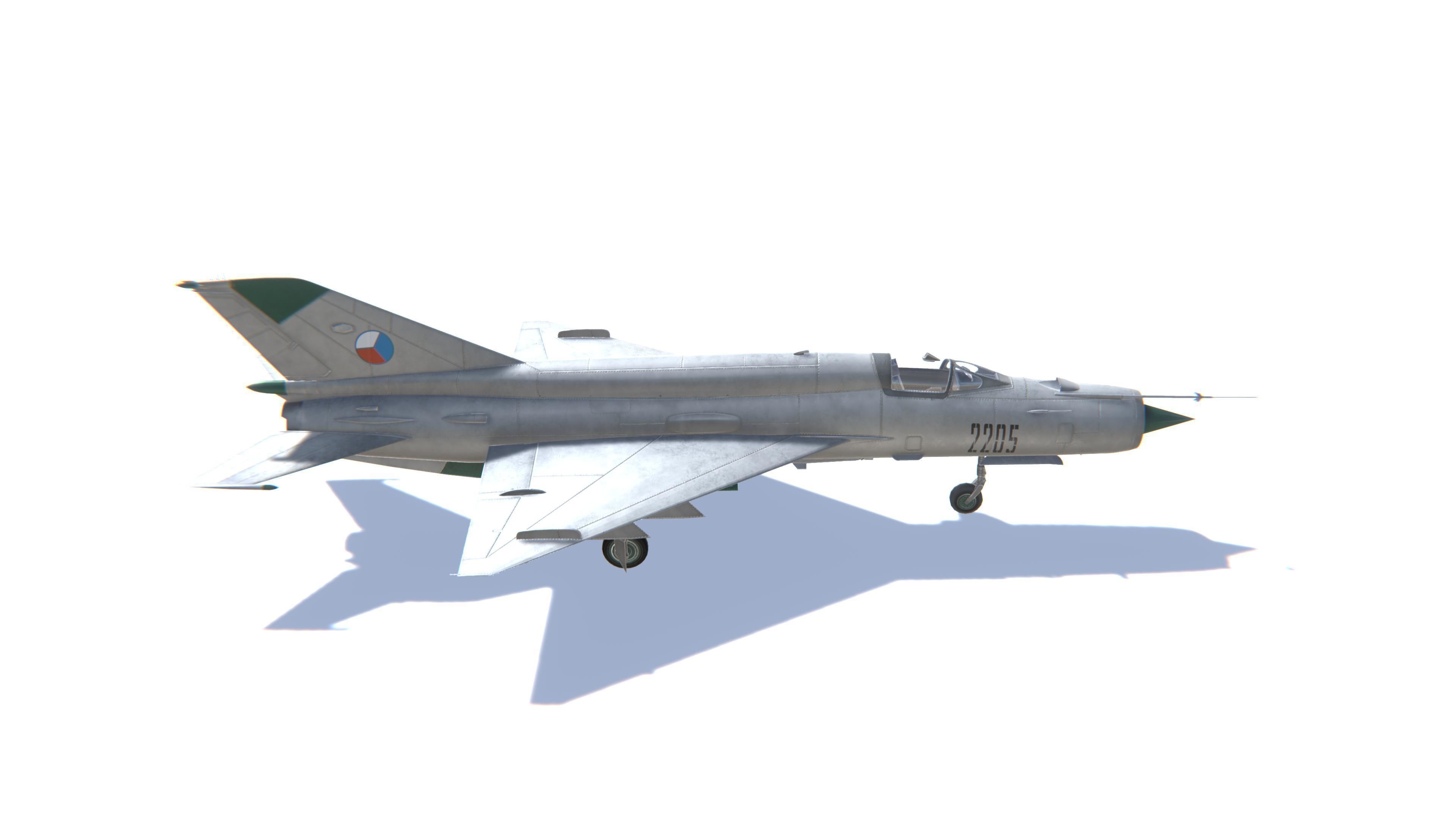MIG-21 Fishbed Jet Fighter Aircraft Low-poly 3D model_4