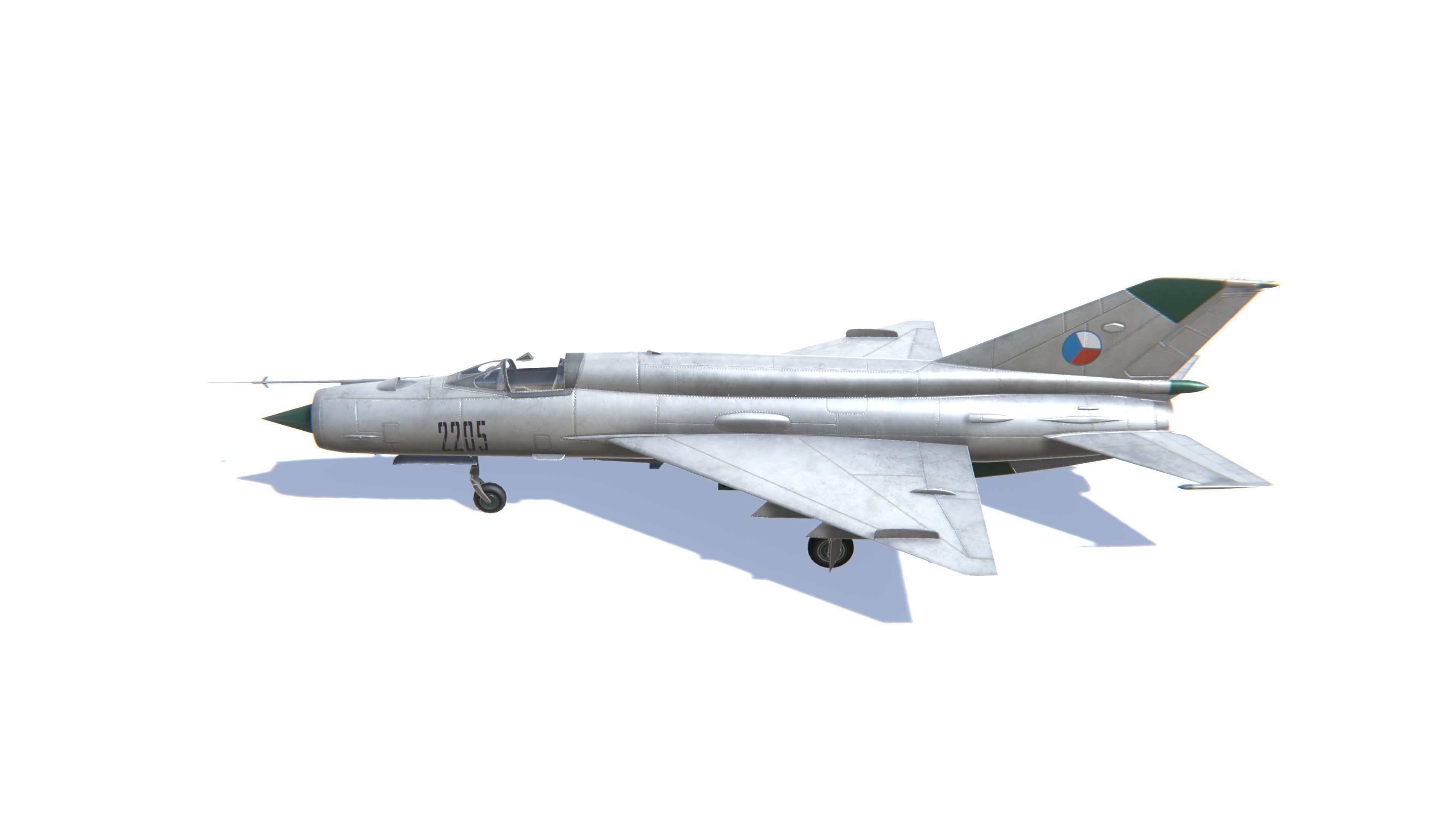 MIG-21 Fishbed Jet Fighter Aircraft Low-poly 3D model_8