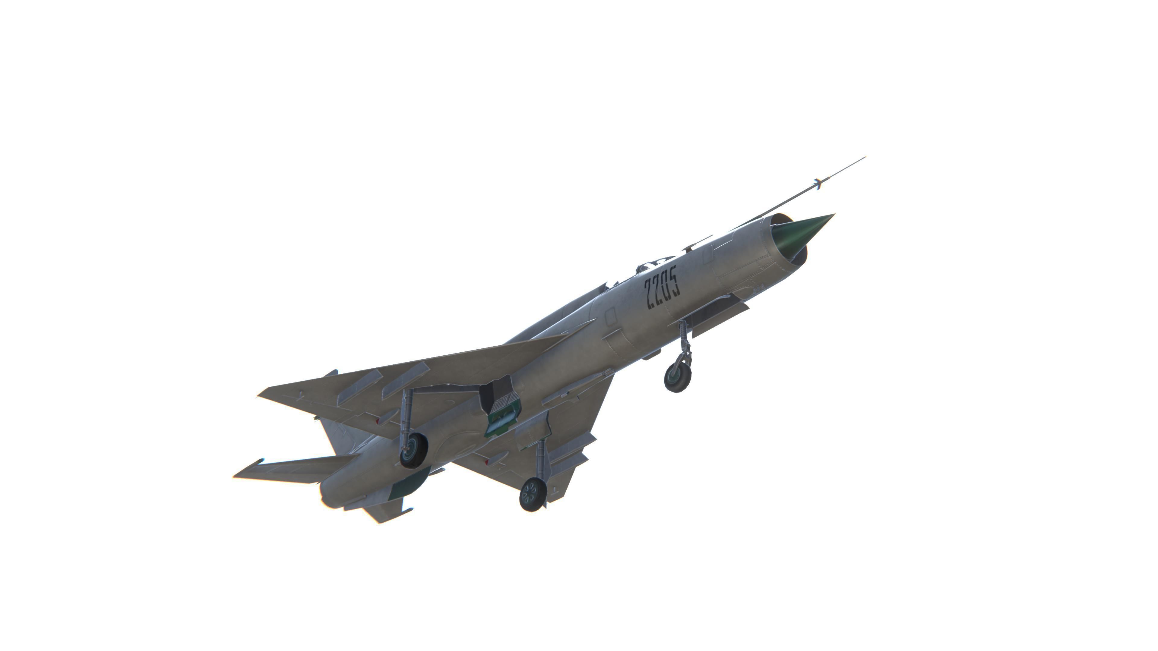 MIG-21 Fishbed Jet Fighter Aircraft Low-poly 3D model_12