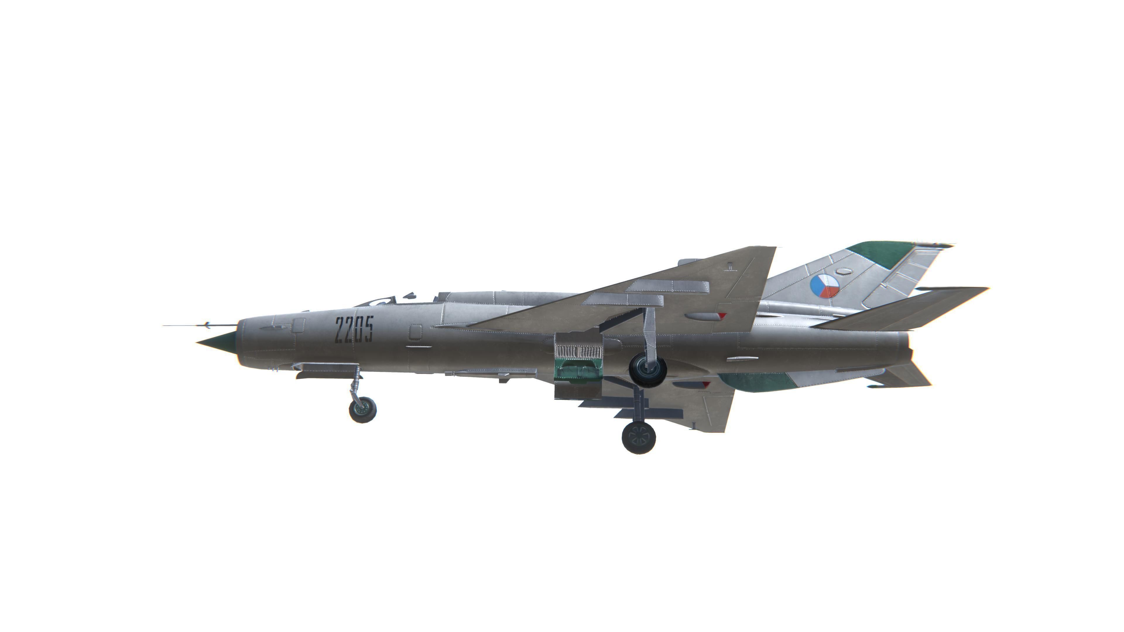 MIG-21 Fishbed Jet Fighter Aircraft Low-poly 3D model_17