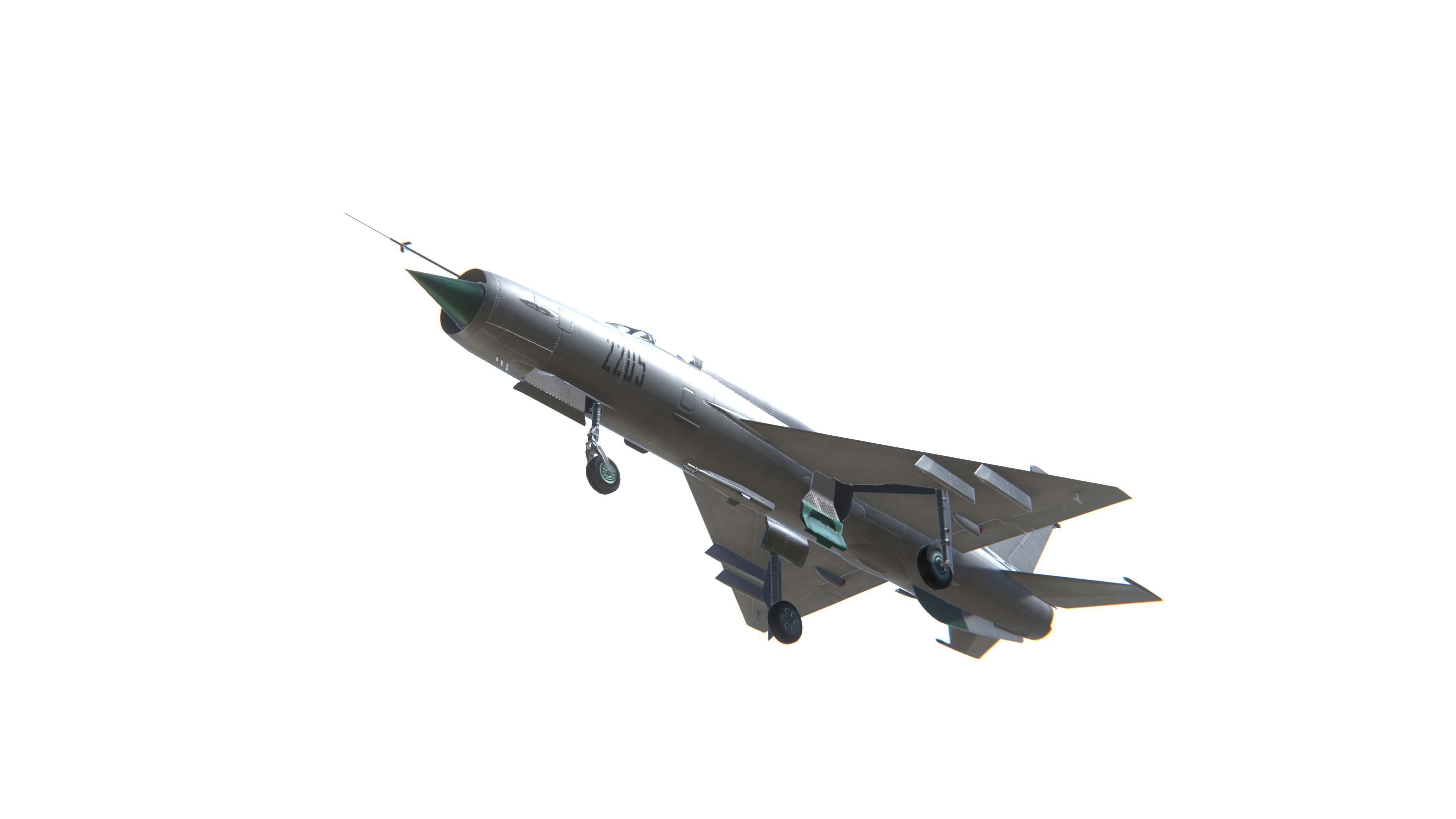 MIG-21 Fishbed Jet Fighter Aircraft Low-poly 3D model_10