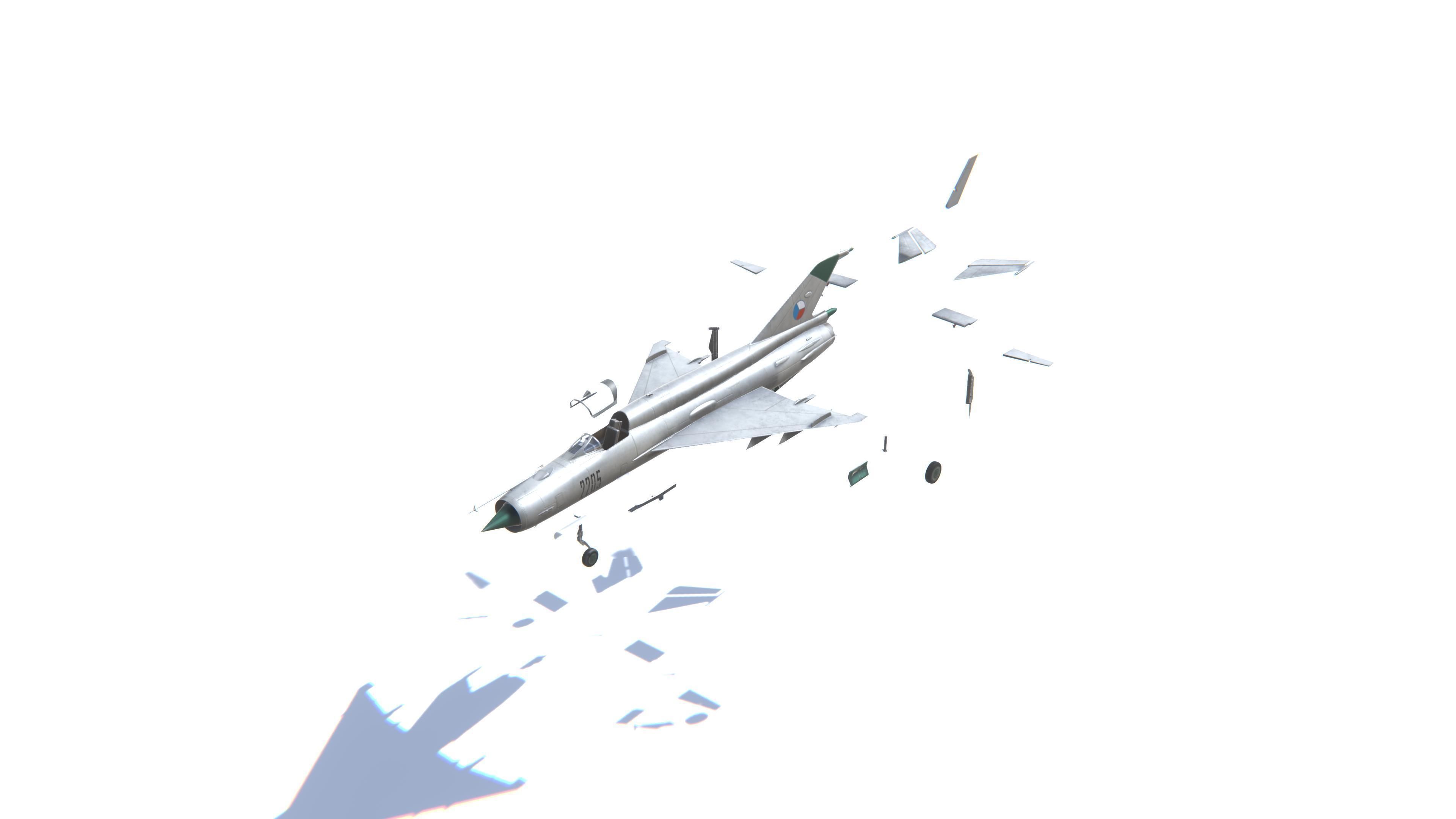 MIG-21 Fishbed Jet Fighter Aircraft Low-poly 3D model_9