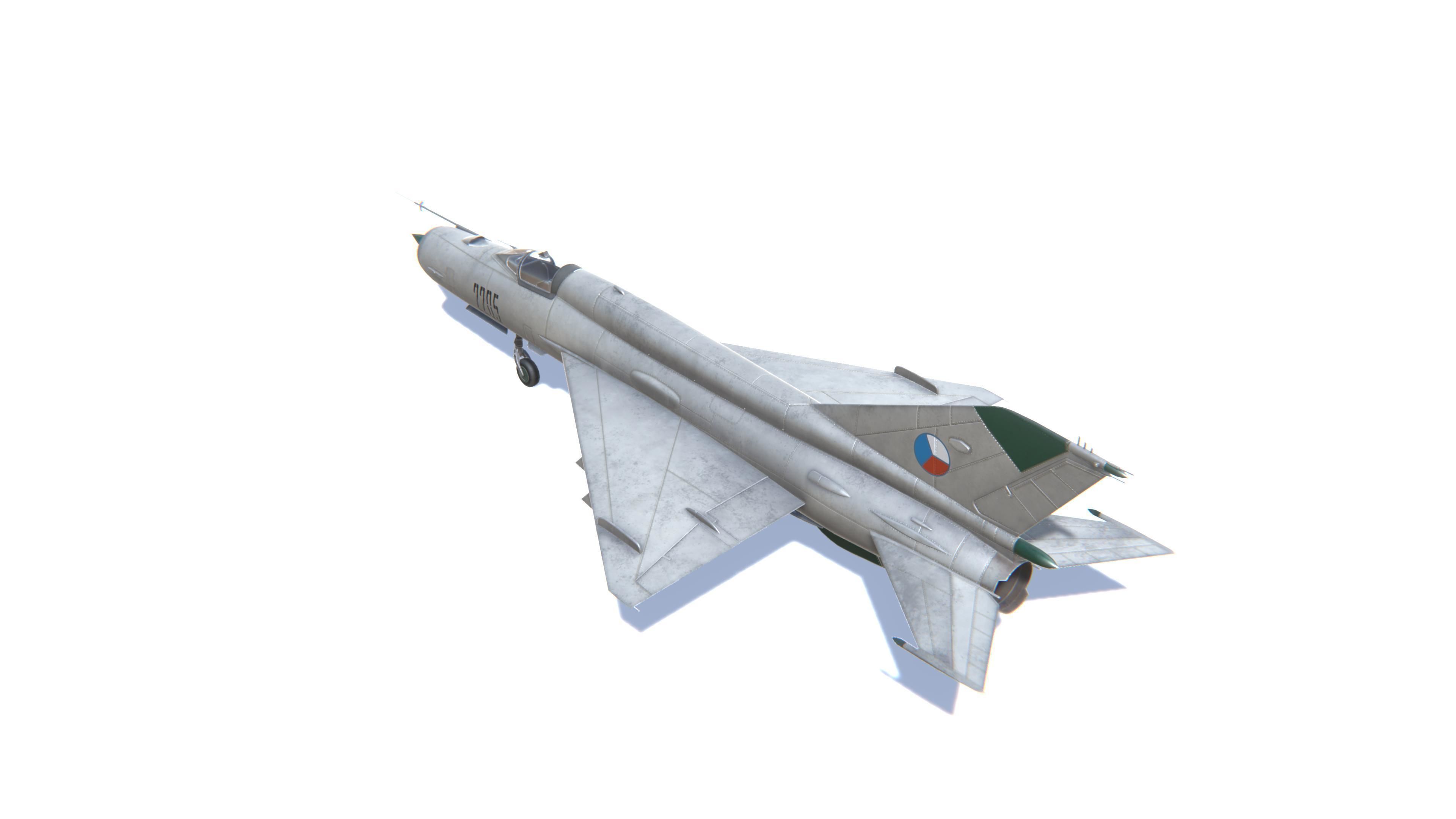 MIG-21 Fishbed Jet Fighter Aircraft Low-poly 3D model_7