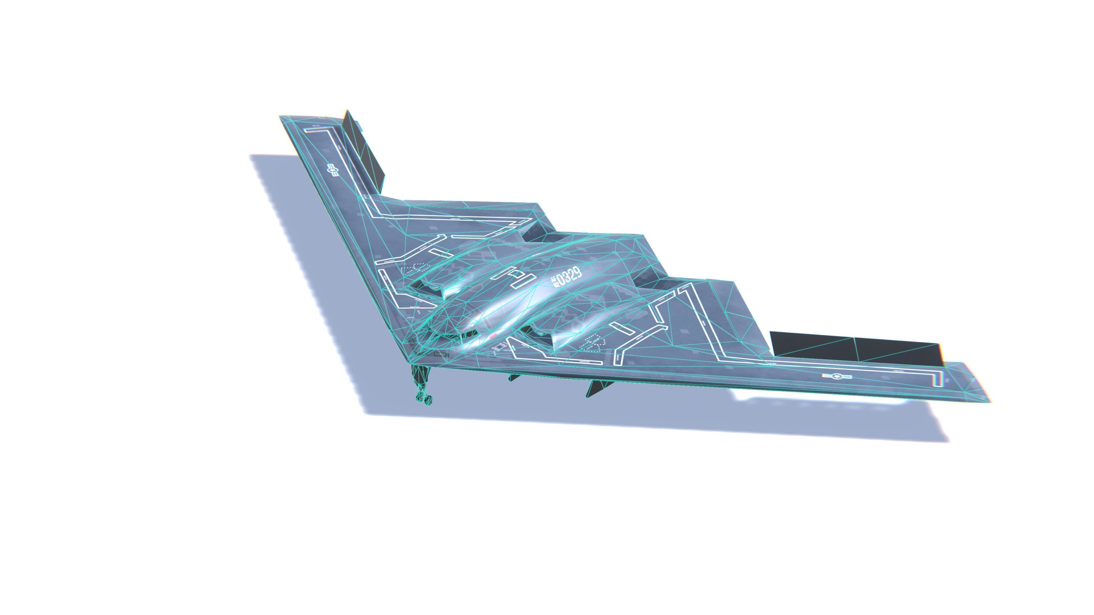 B-2 Spirit Jet Fighter Aircraft Low-poly 3D model_28