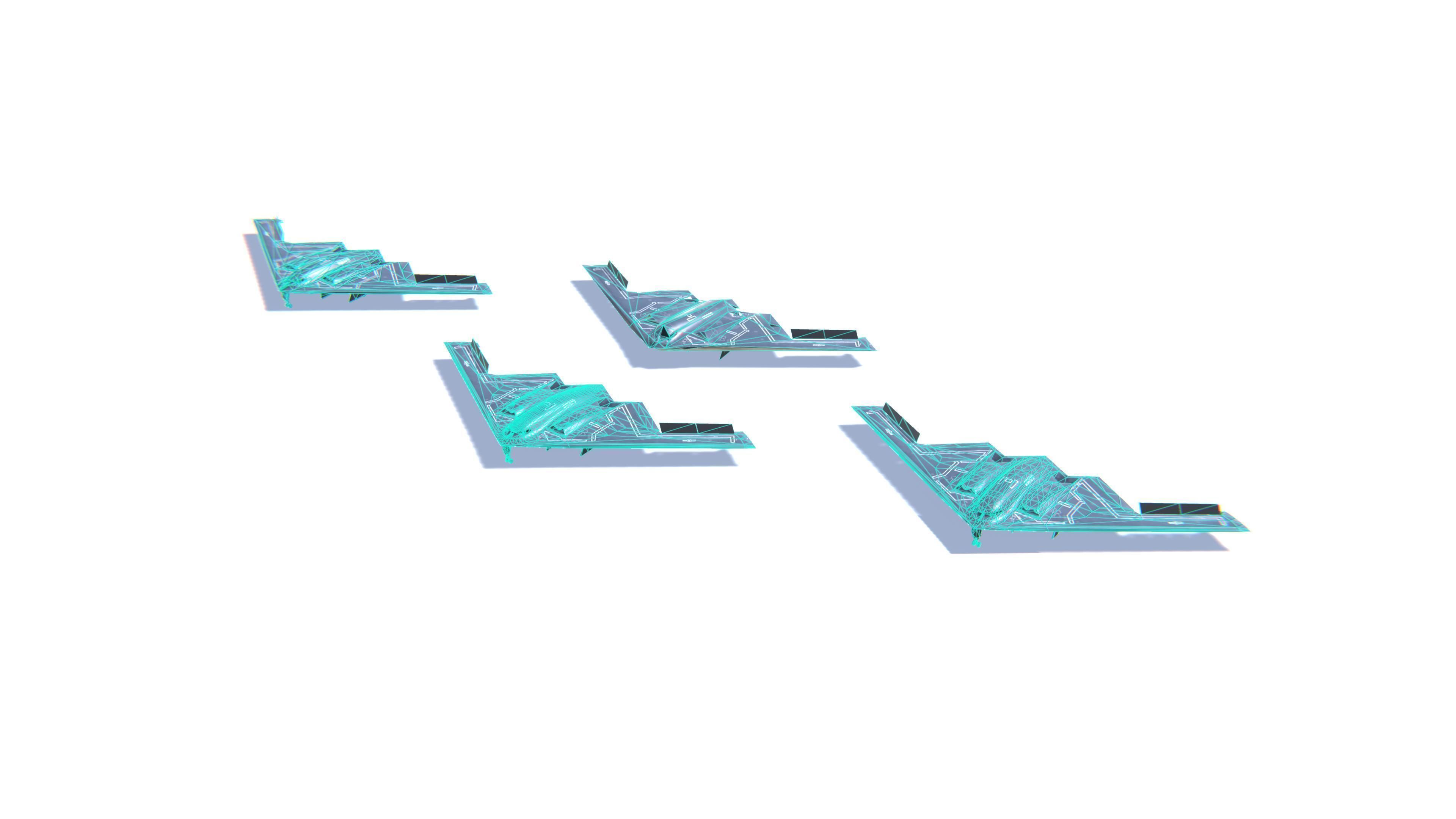 B-2 Spirit Jet Fighter Aircraft Low-poly 3D model_25