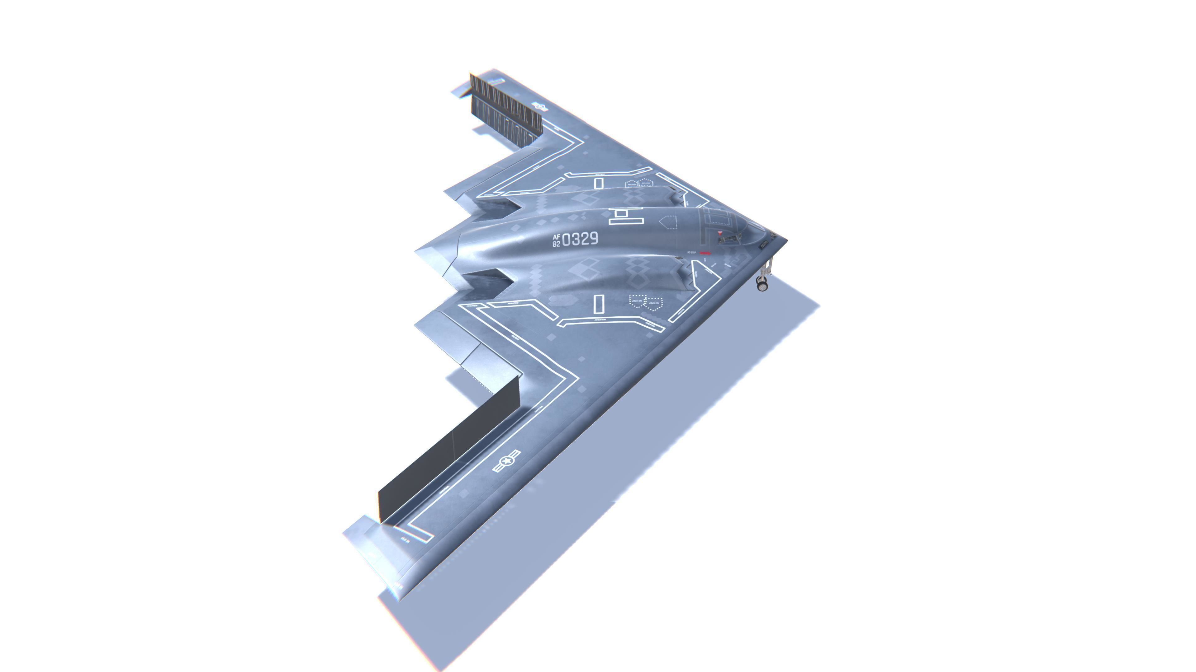 B-2 Spirit Jet Fighter Aircraft Low-poly 3D model_4