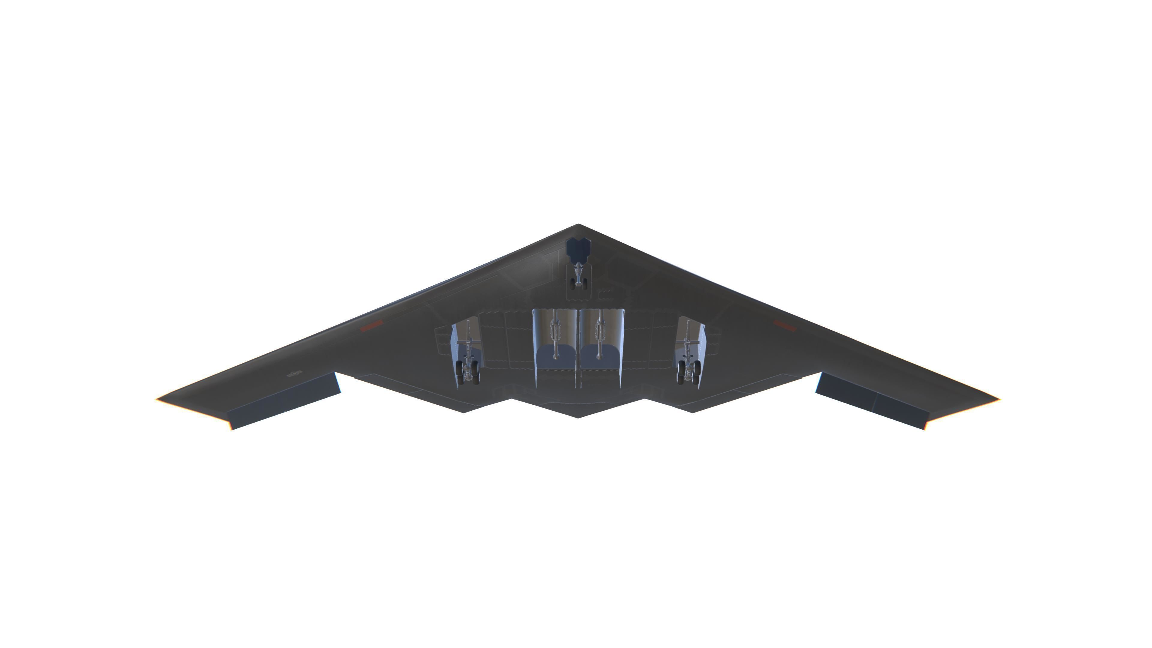 B-2 Spirit Jet Fighter Aircraft Low-poly 3D model_11