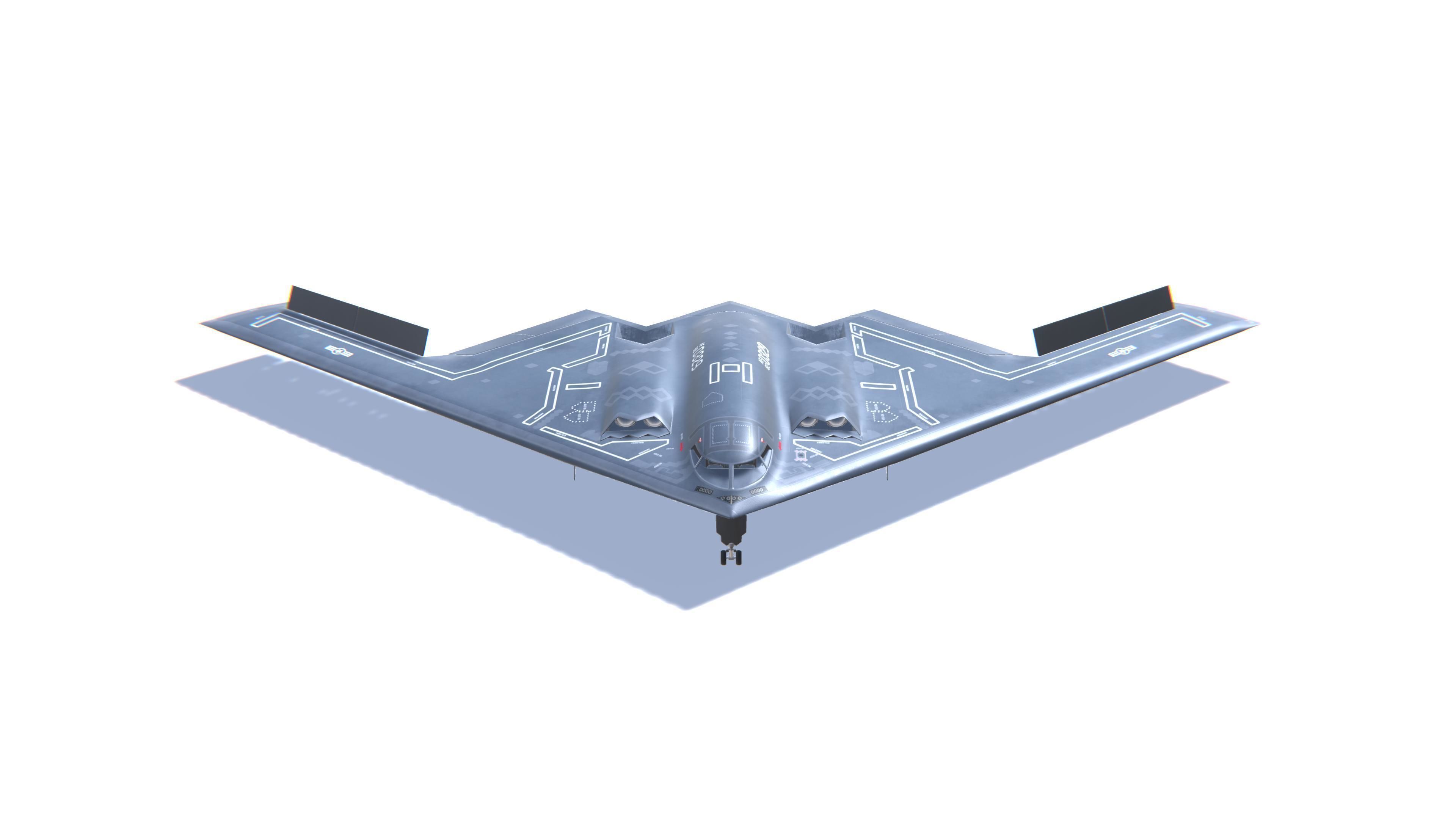 B-2 Spirit Jet Fighter Aircraft Low-poly 3D model_2