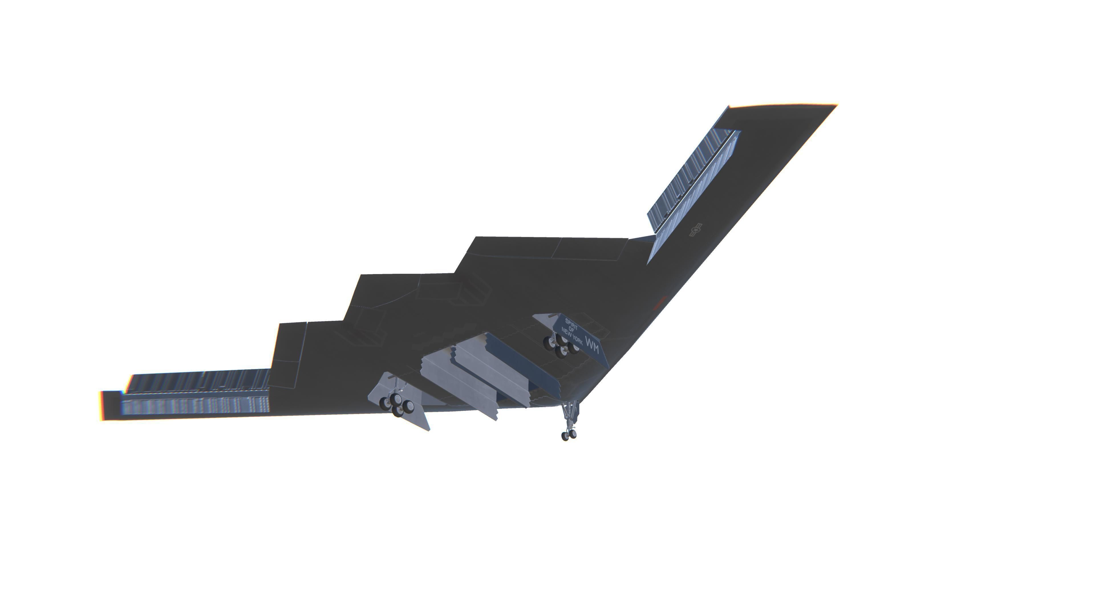 B-2 Spirit Jet Fighter Aircraft Low-poly 3D model_14