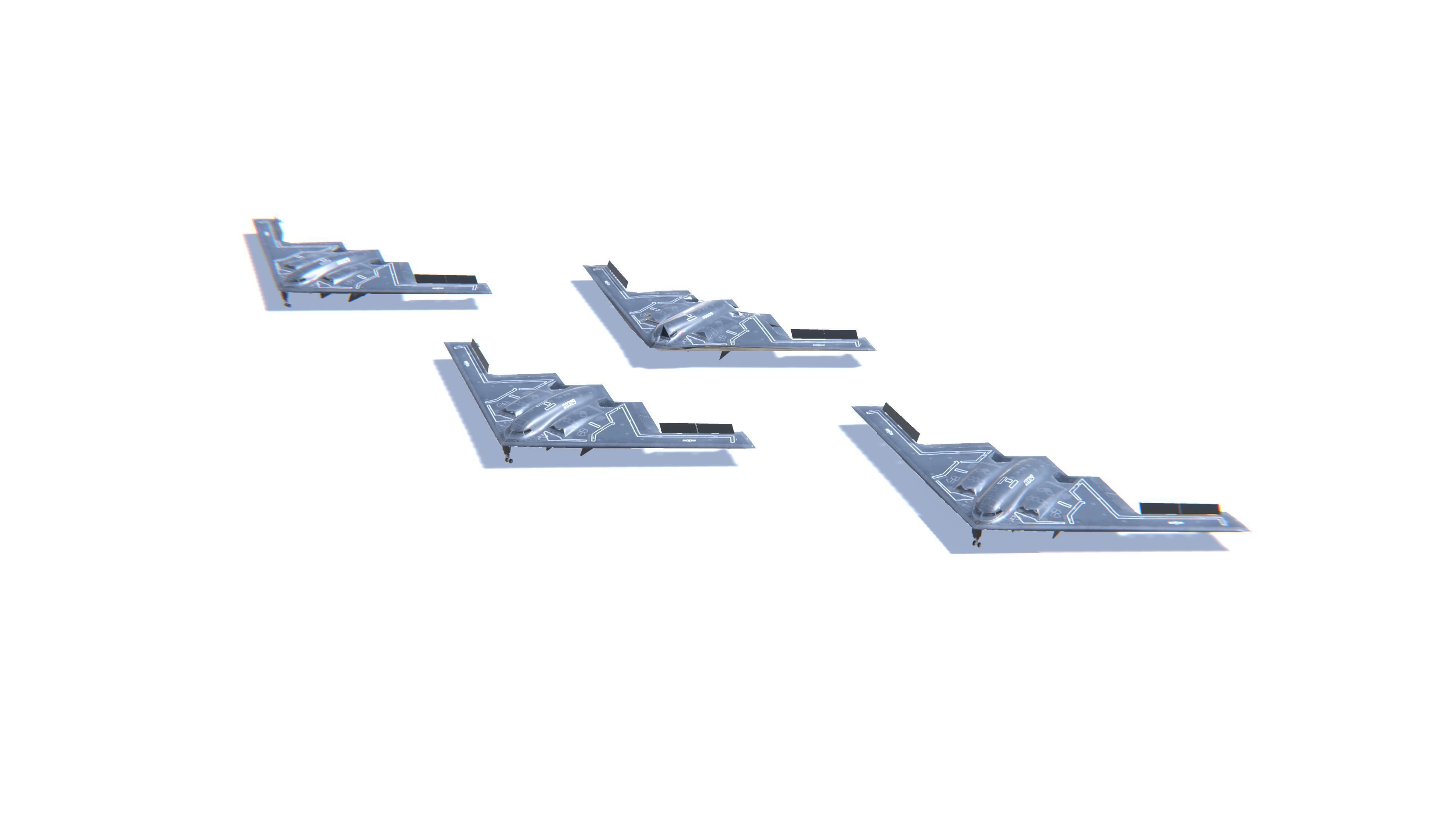 B-2 Spirit Jet Fighter Aircraft Low-poly 3D model_24