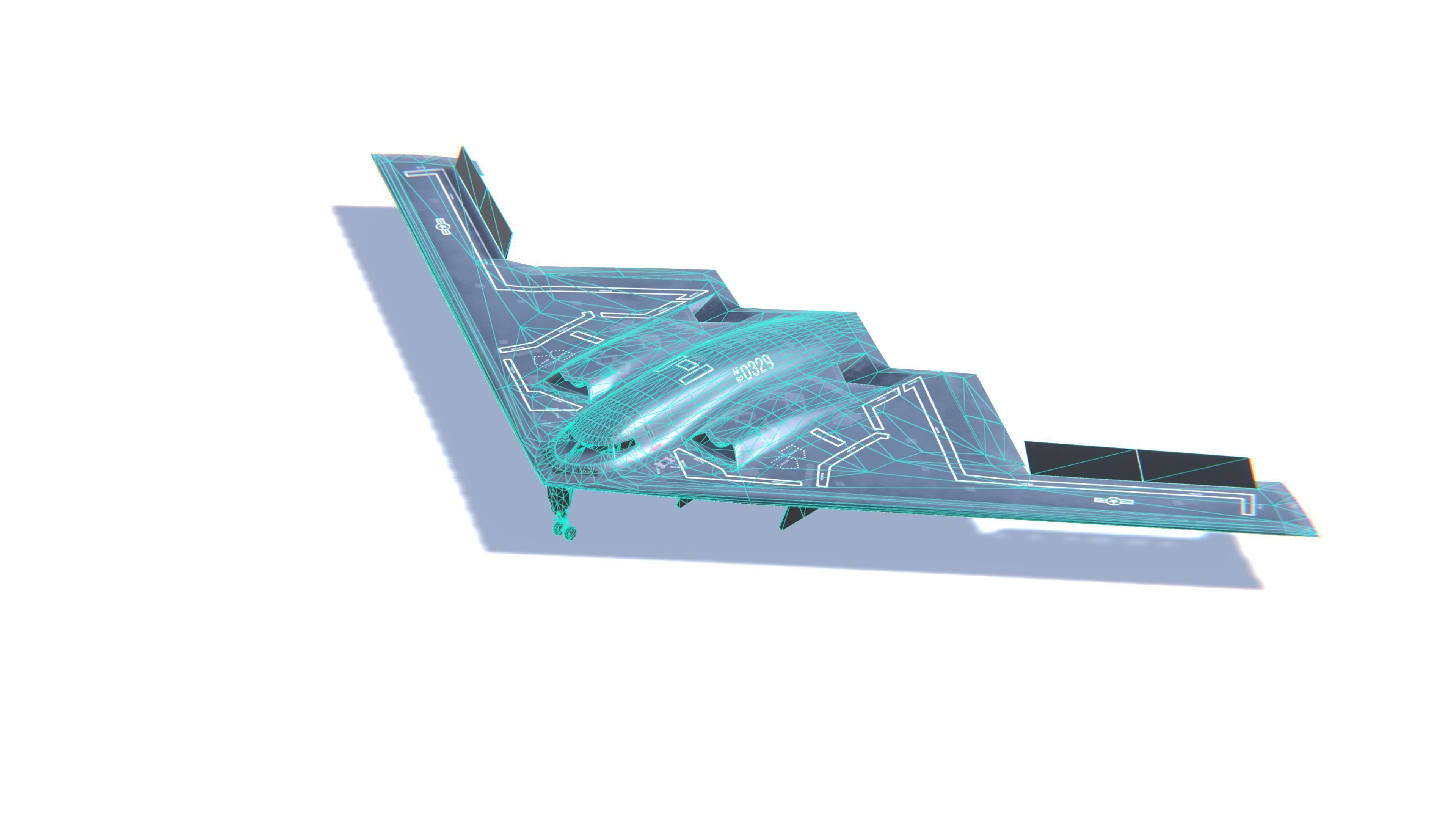 B-2 Spirit Jet Fighter Aircraft Low-poly 3D model_26